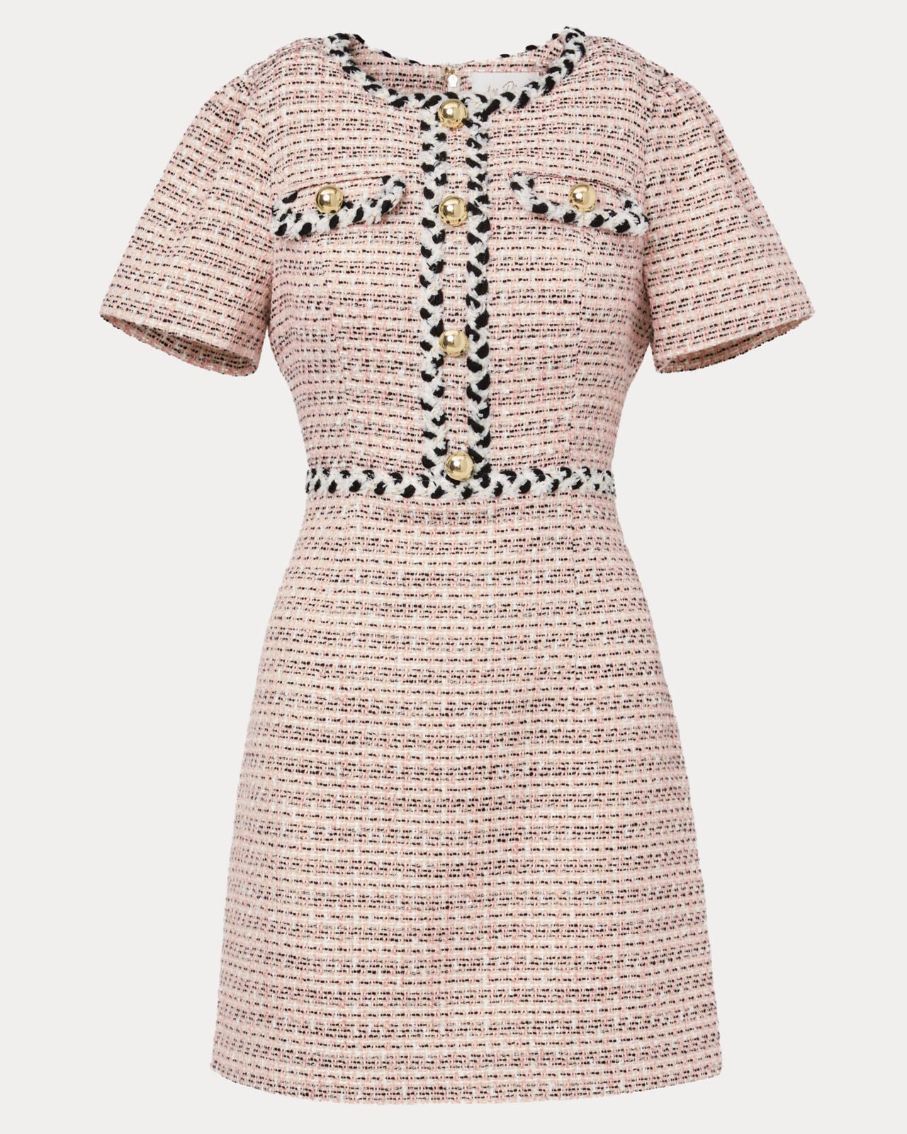 Bernette Short Sleeve Boucle Shift Dress In Ribbon Stripe Boucle