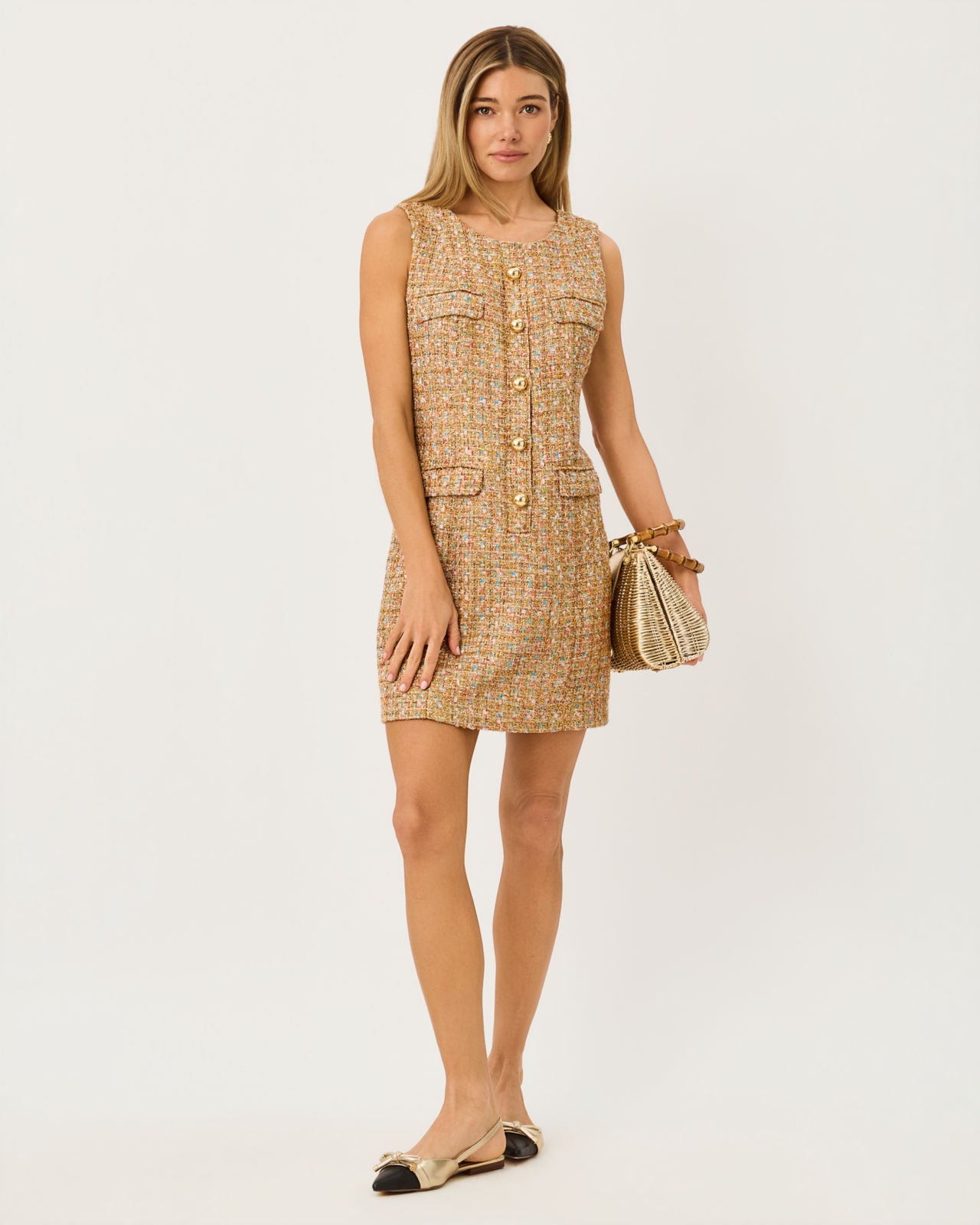 Bindy Shift Romper In Golden Age Eyelash Boucle