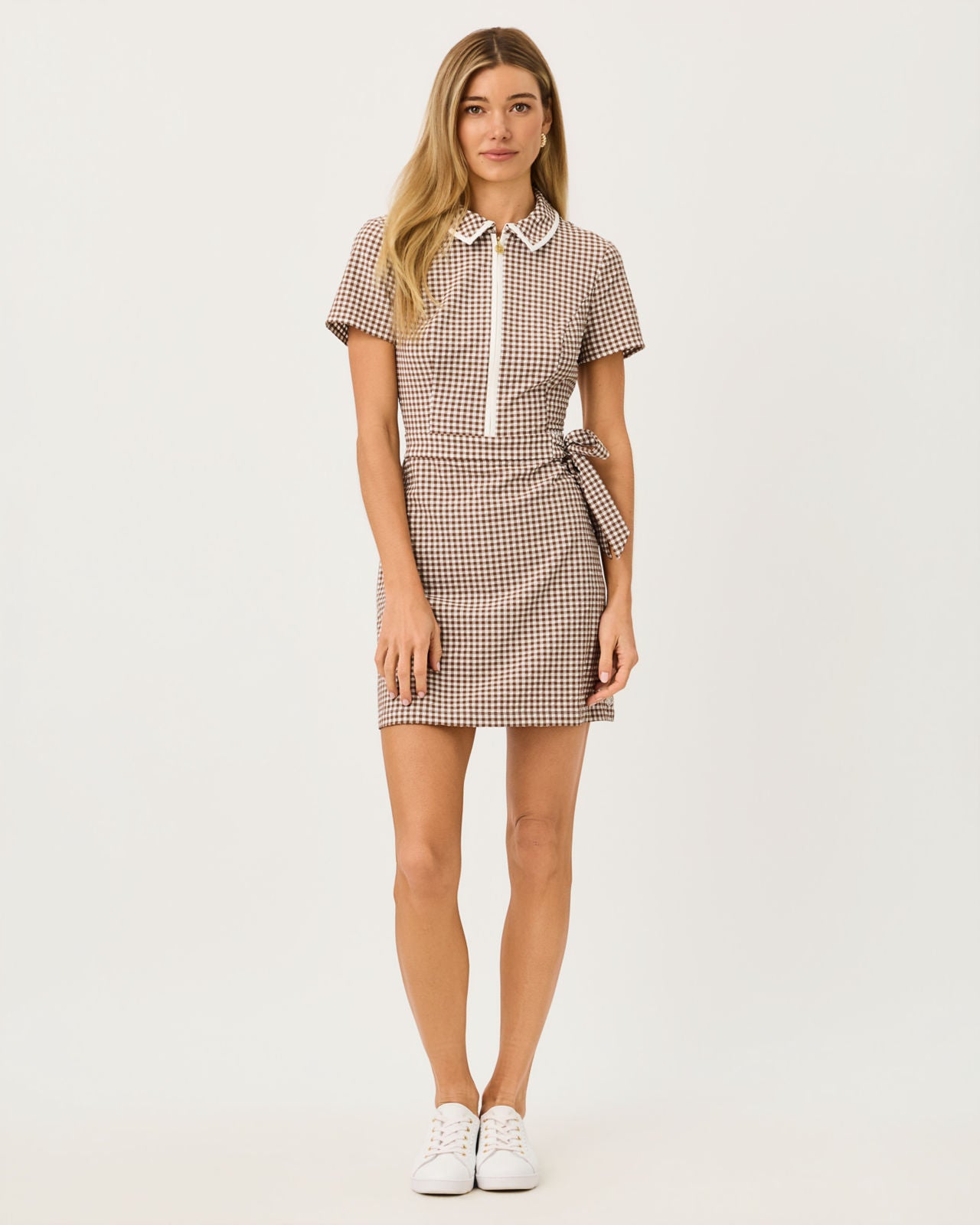 Kathy Short Sleeve Tie Dress In Cocoa Beach Gingham