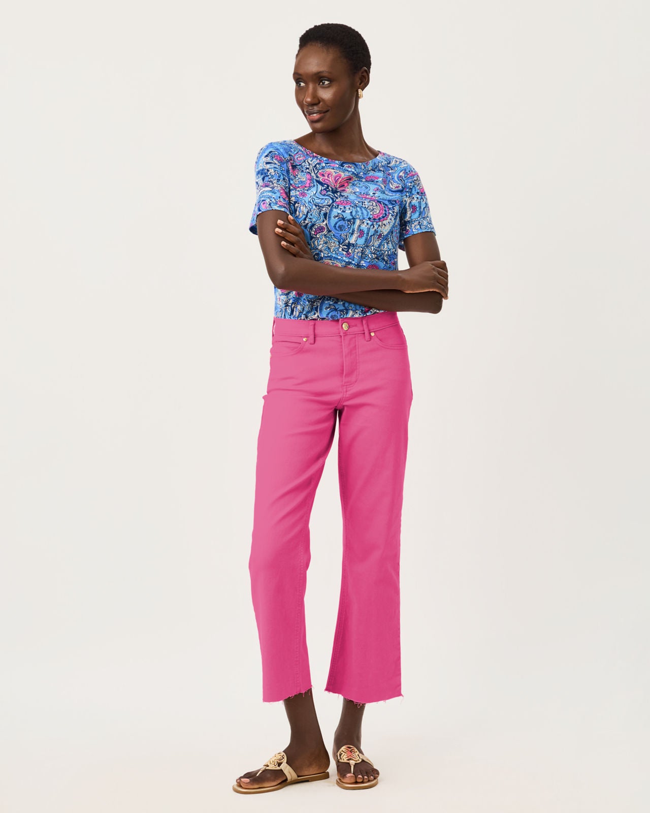 Lindessa High Rise Crop Jean In Pink Aster