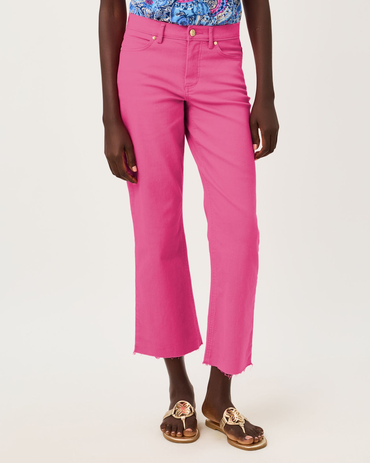 Lindessa High Rise Crop Jean In Pink Aster