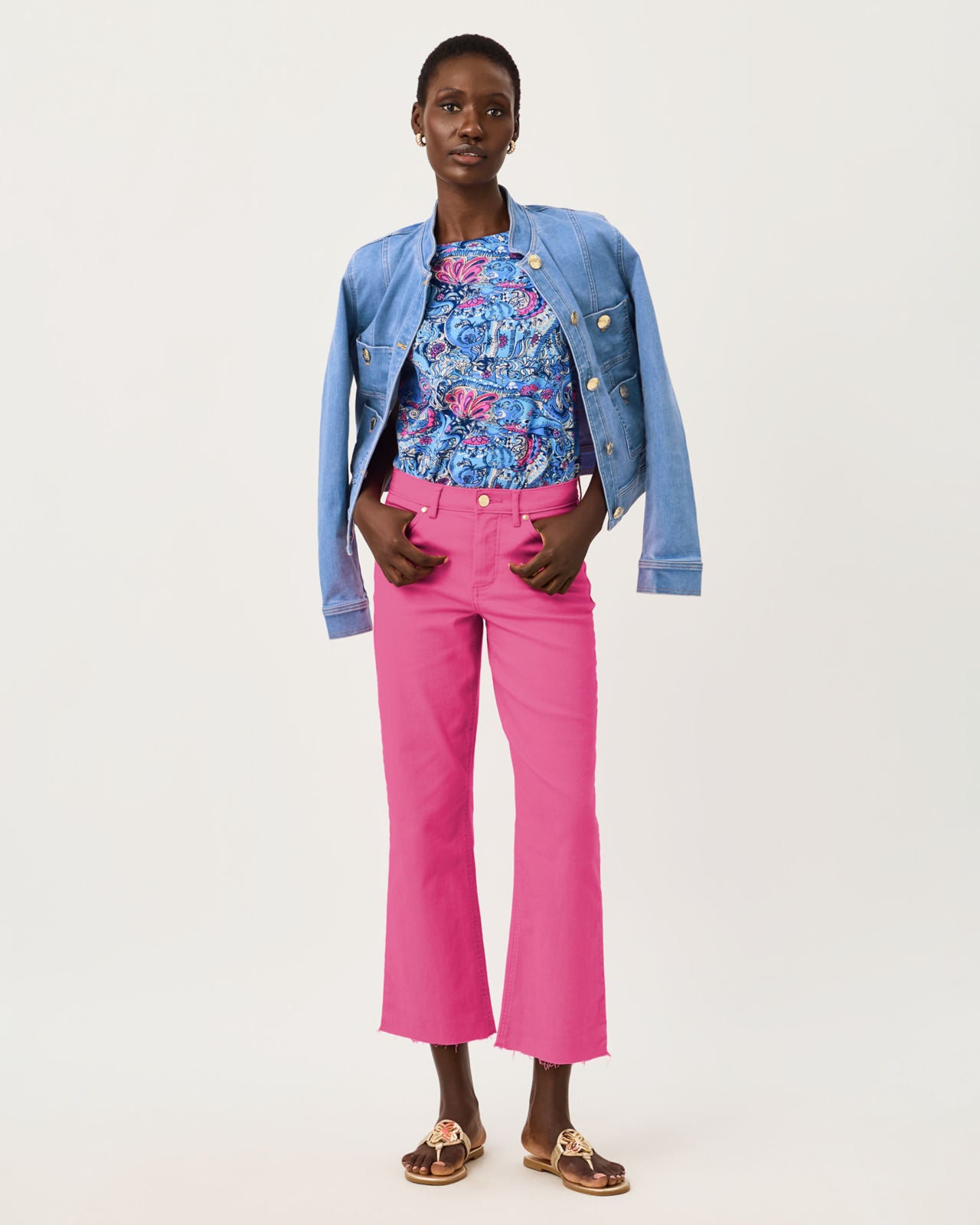 Lindessa High Rise Crop Jean In Pink Aster