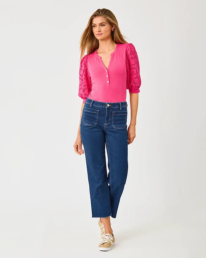 Harleen High Rise Crop Jean in Medium Wash