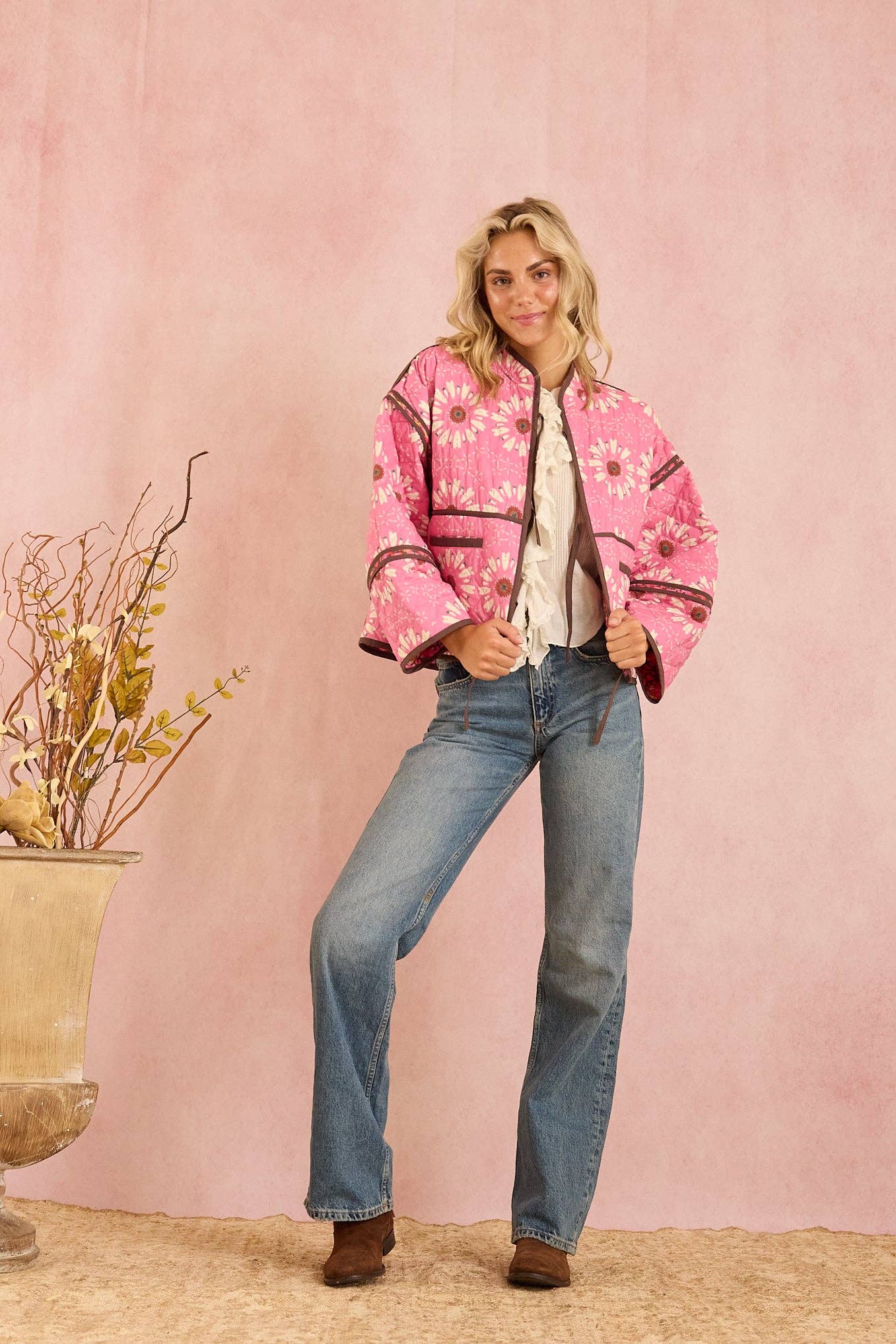 Eloise Reversible Quilted Jacket - Wildflower Pink