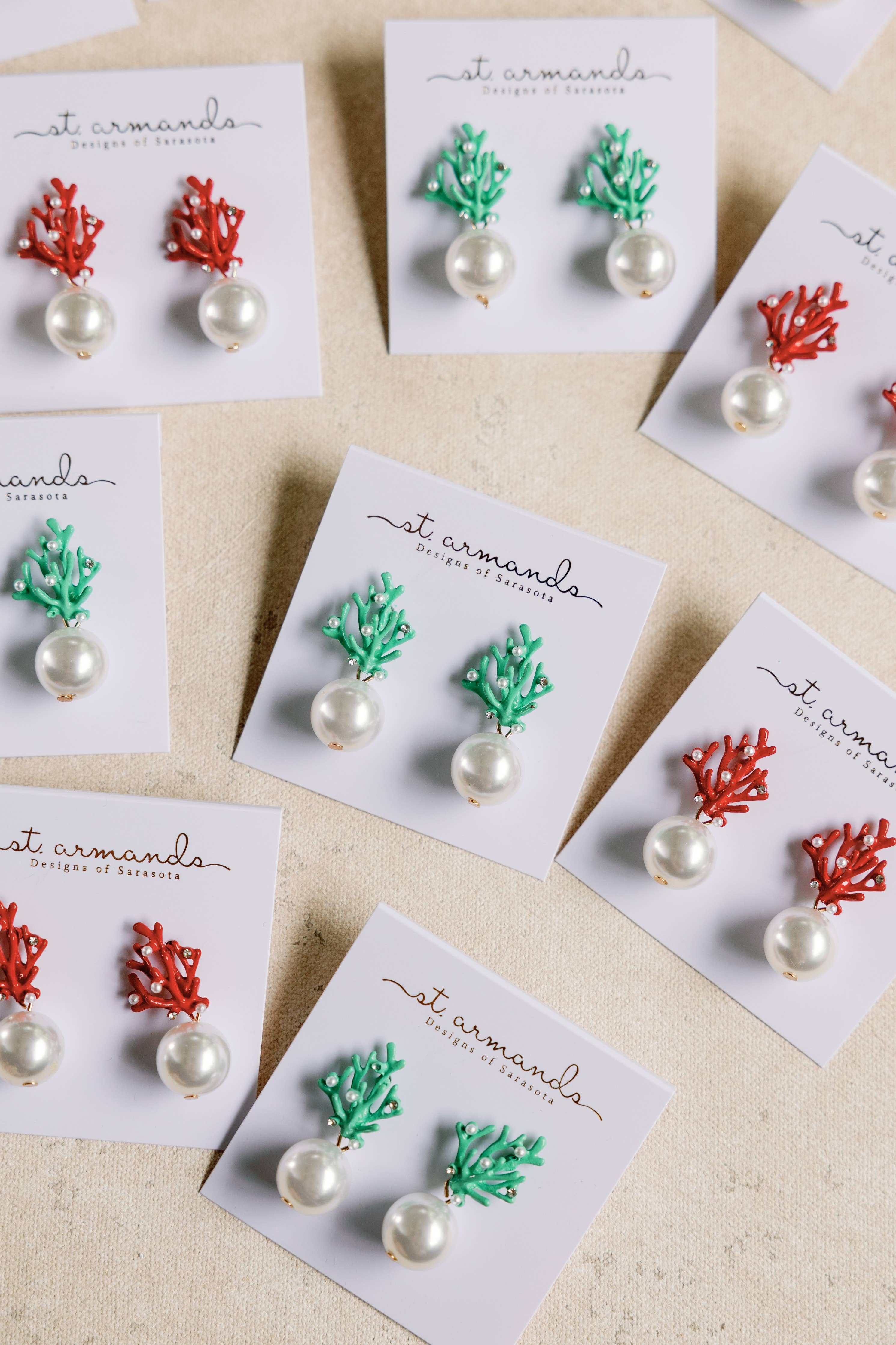 Pearl and Turquoise Coral Mini Statement Earrings