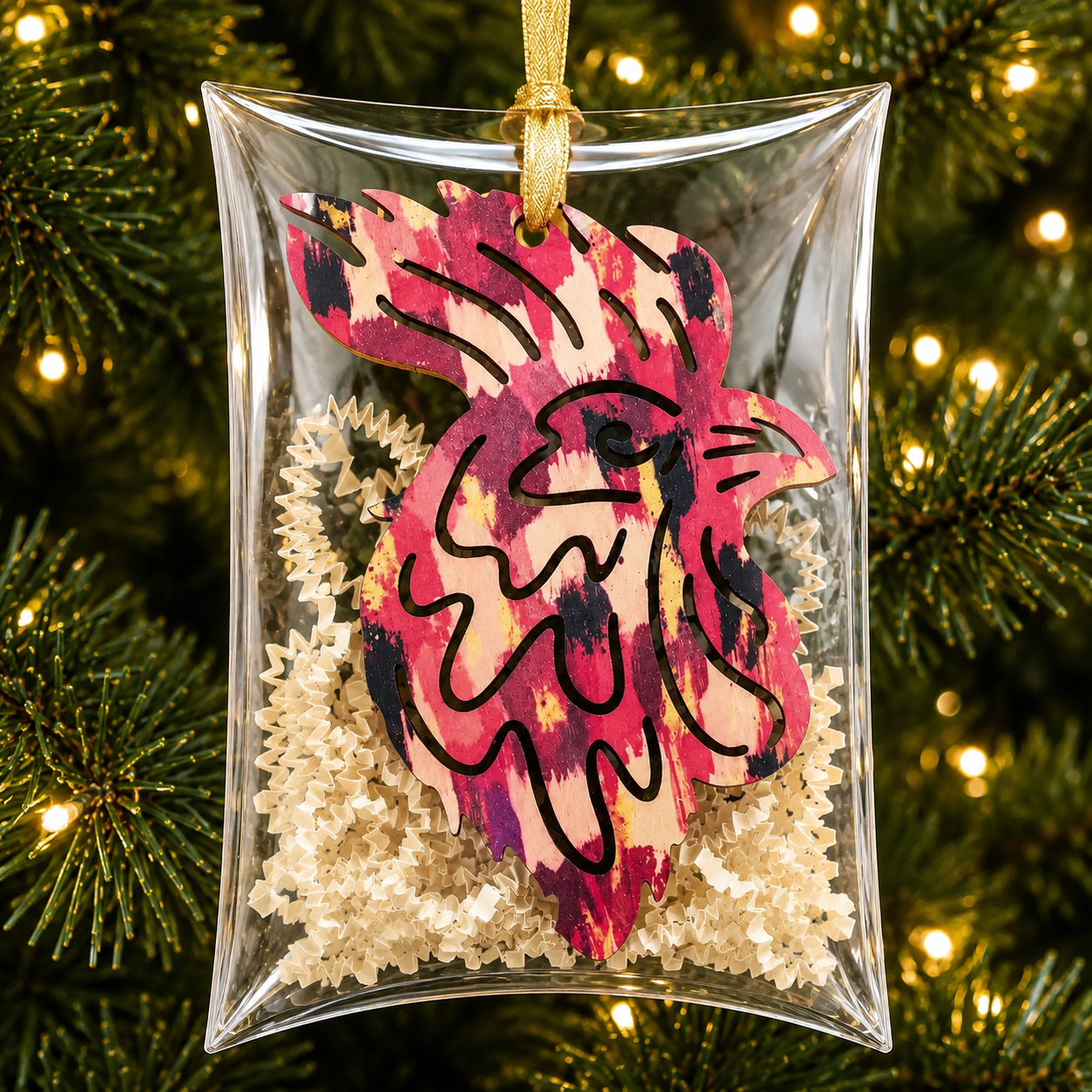 Multicolor Gamecock Ornament