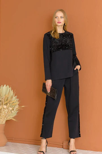 Kenna Knit Pant with Sequin Sparkles