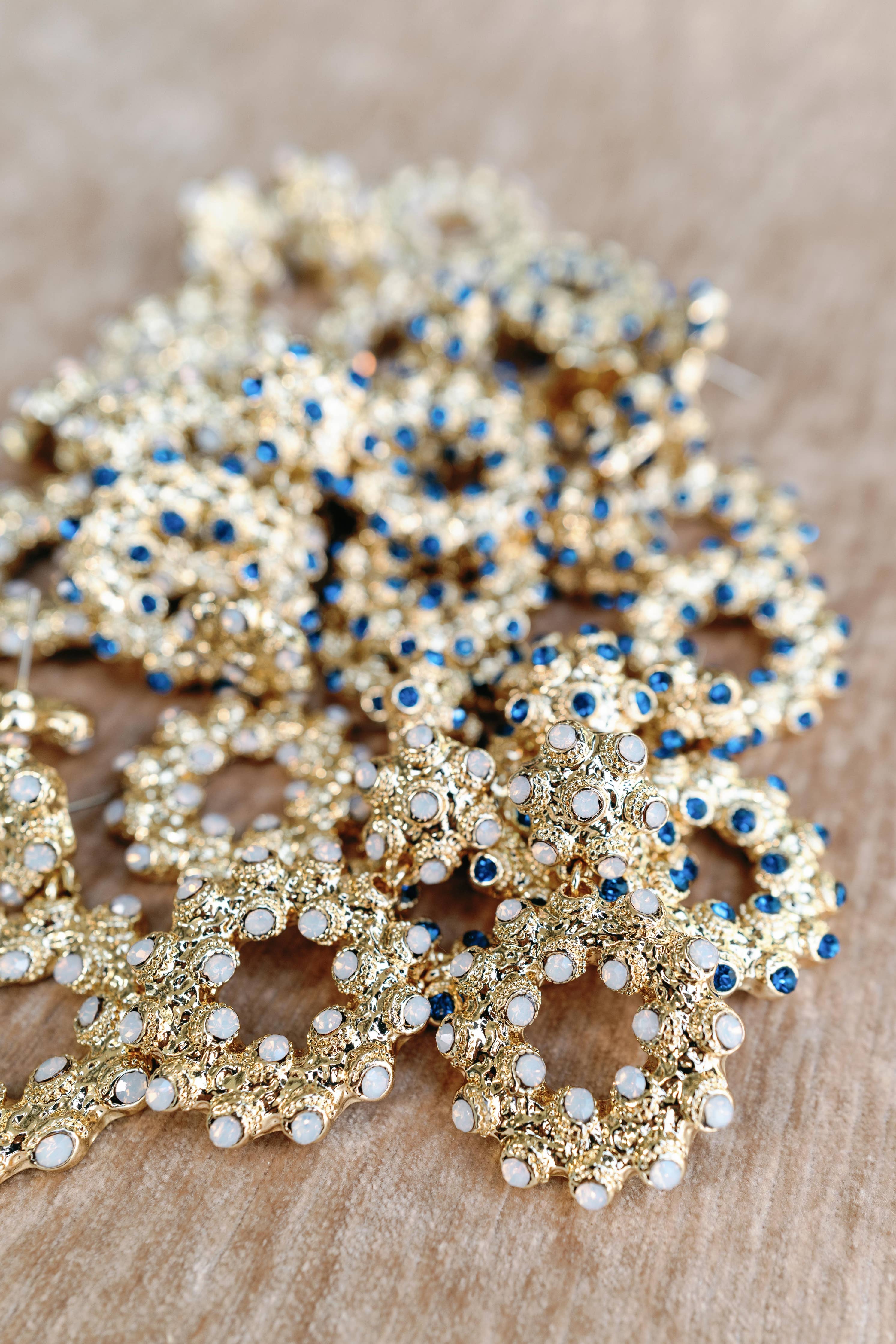 Coastal Crystal Halo Drop Earrings