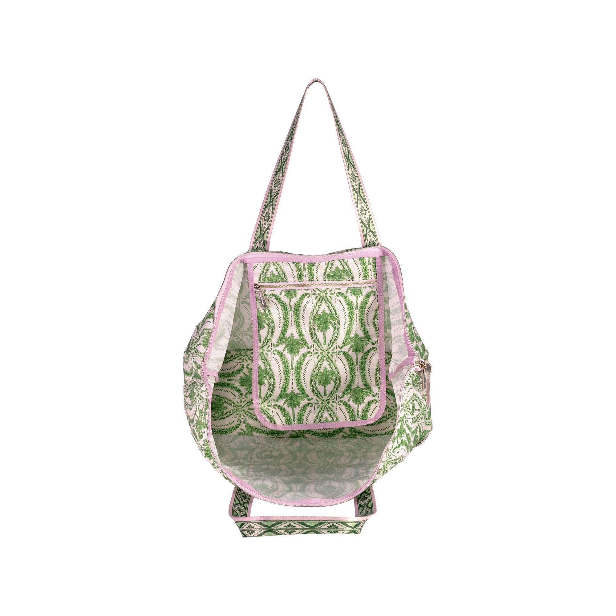 Packable Tote, Textured Palm Stripe