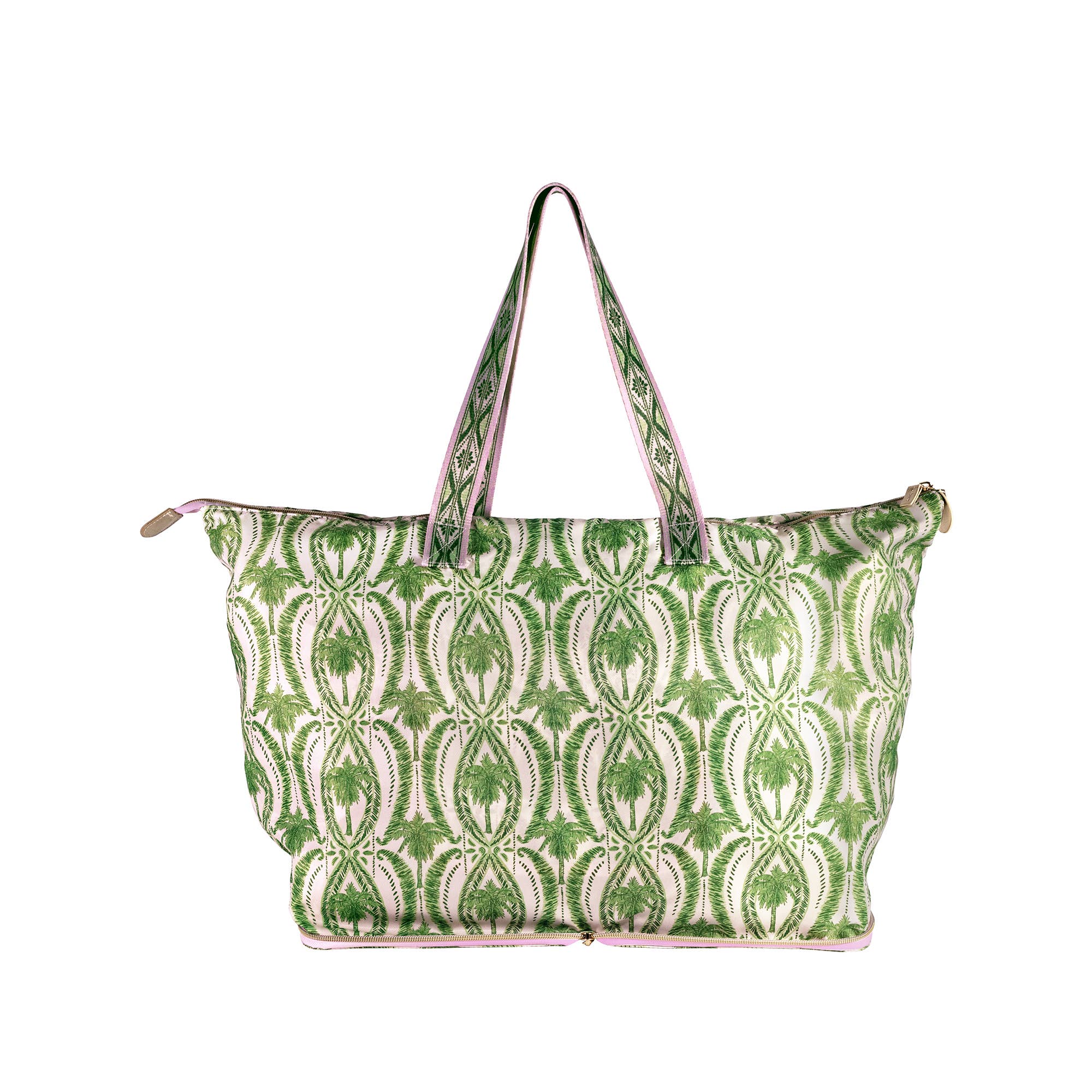 Packable Tote, Textured Palm Stripe