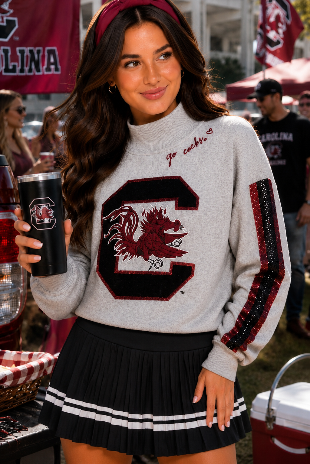 South Carolina Mock Neck Sequin Stripe Sweatshirt