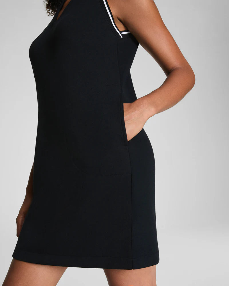 Air Pique Polo Tank Dress in Very Black