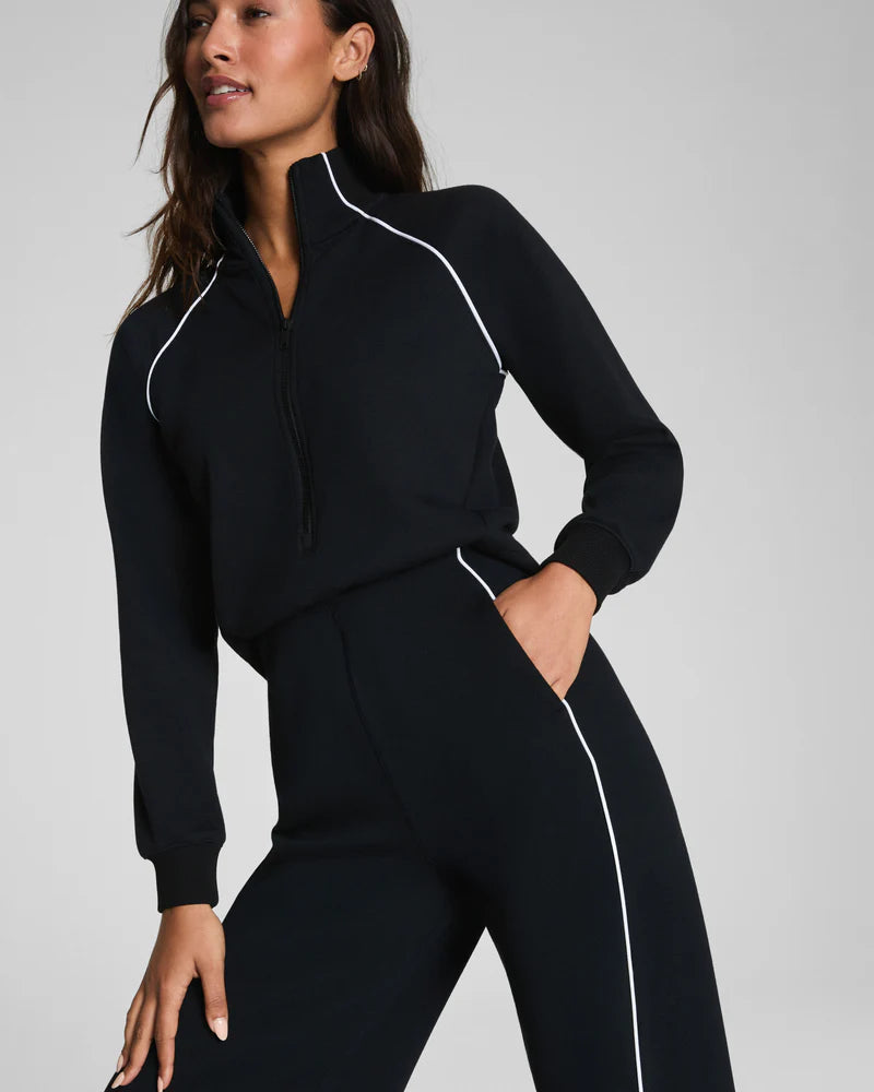 Air Pique Long Sleeve Jumpsuit in Very Black
