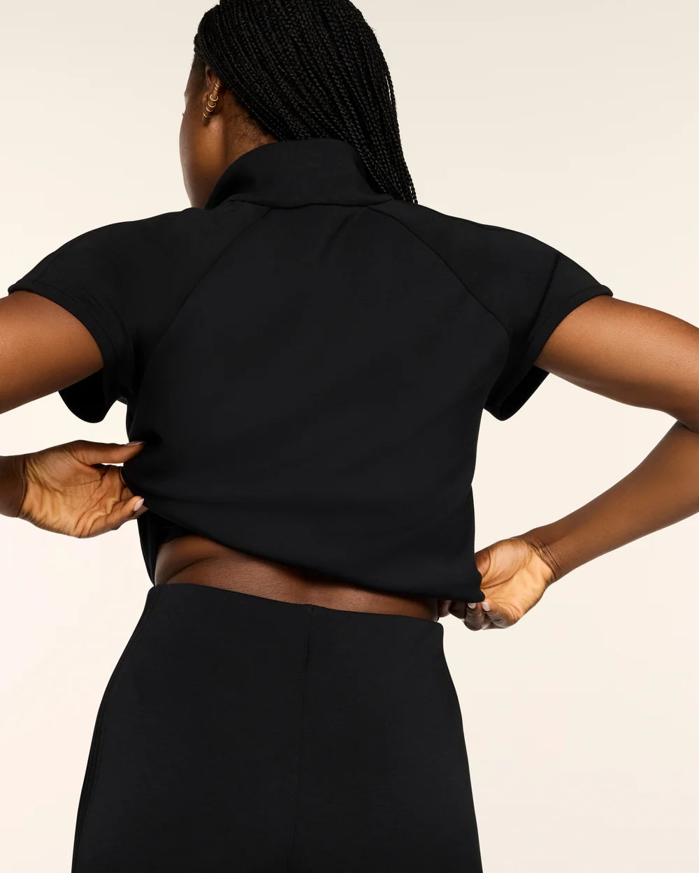 Spanx Airessentials® Pintuck Half Zip Jumpsuit in Black