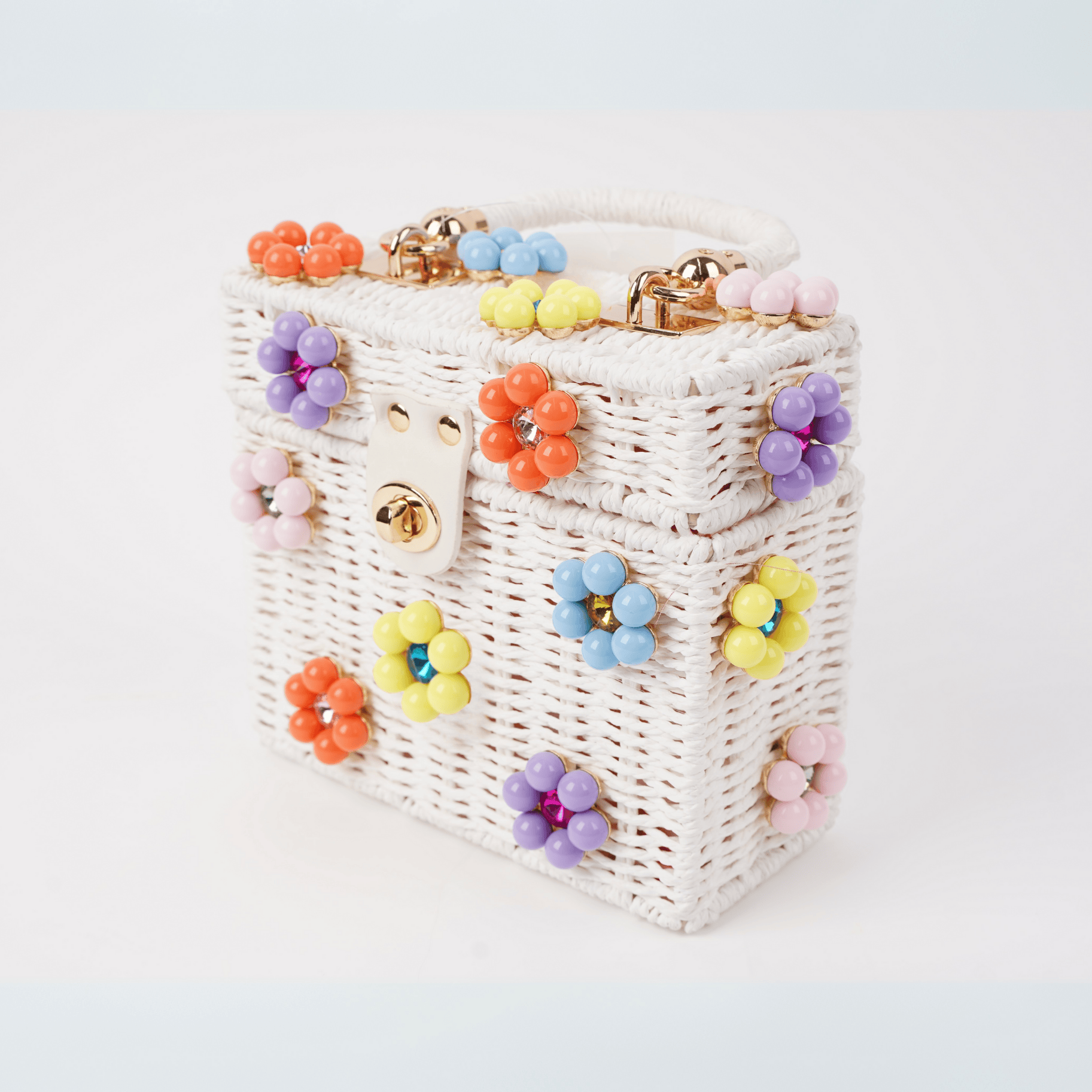 Wicker Bucket Daisy Flower Purse