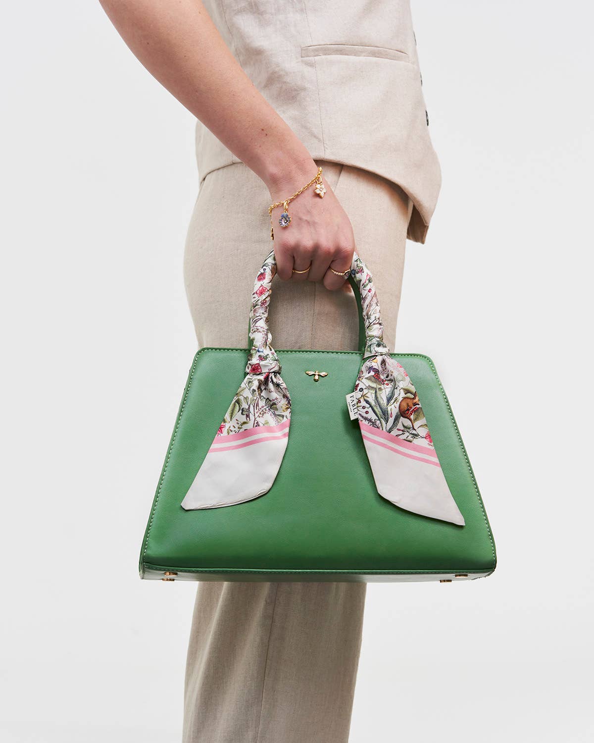 Garden Floral Green Structured Tote