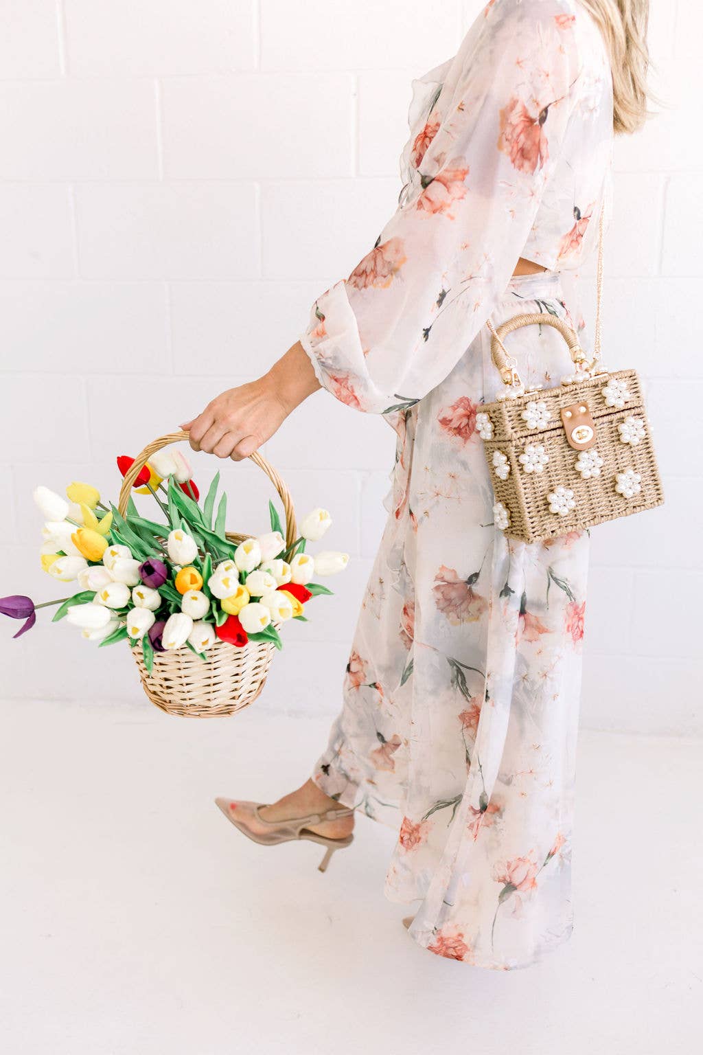 Wicker Bucket Daisy Flower Purse