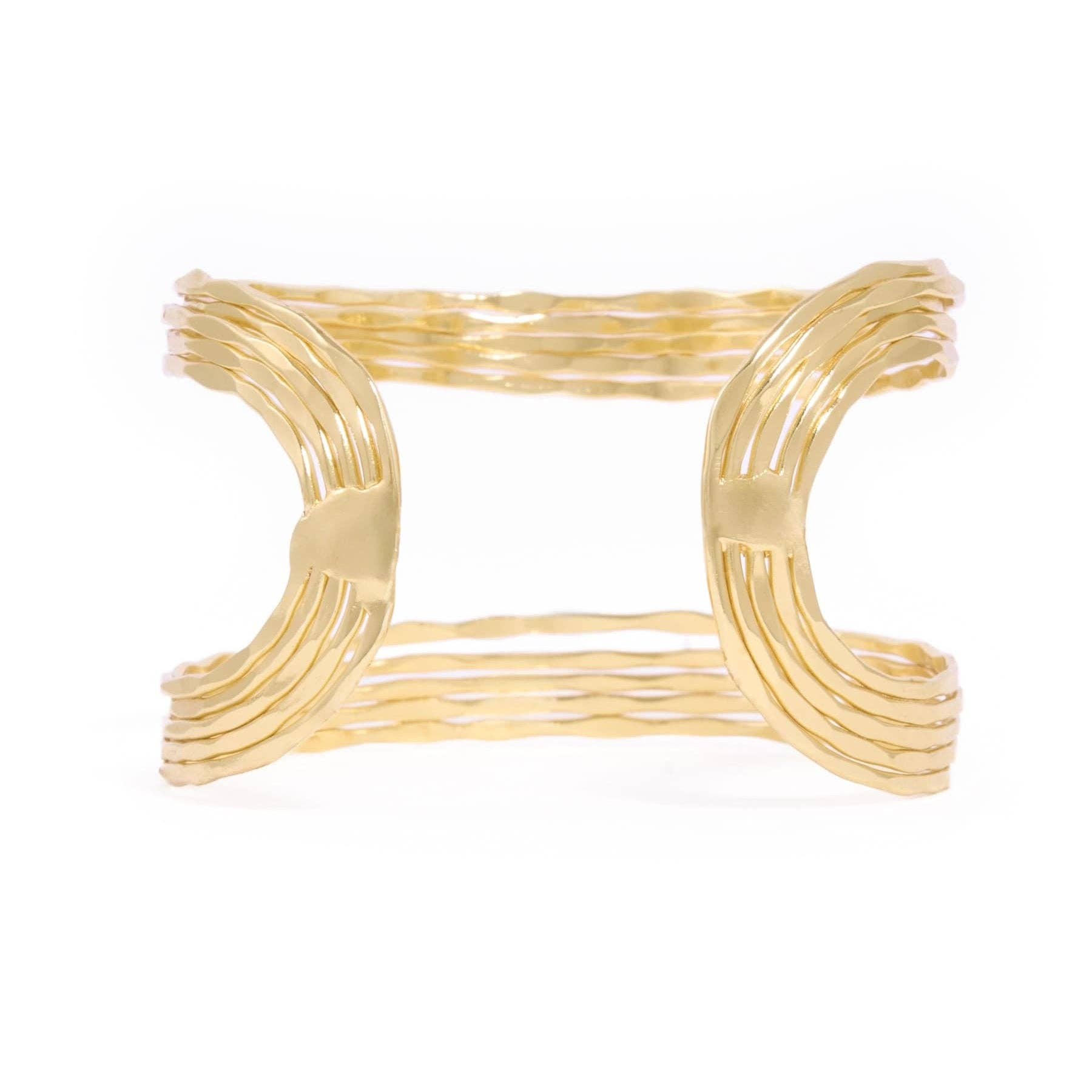 Louisa Open Wave Cuff in Brass