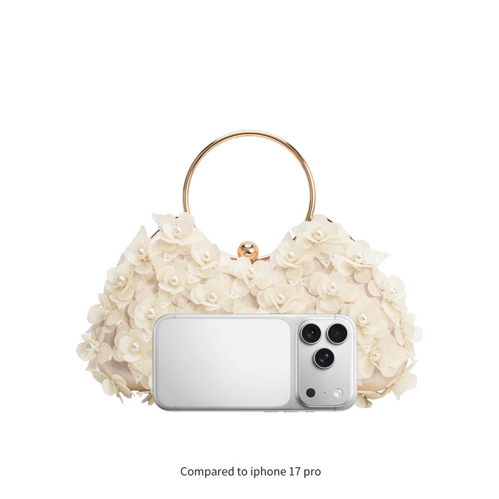 Harriet Ivory Floral Top Handle Bag