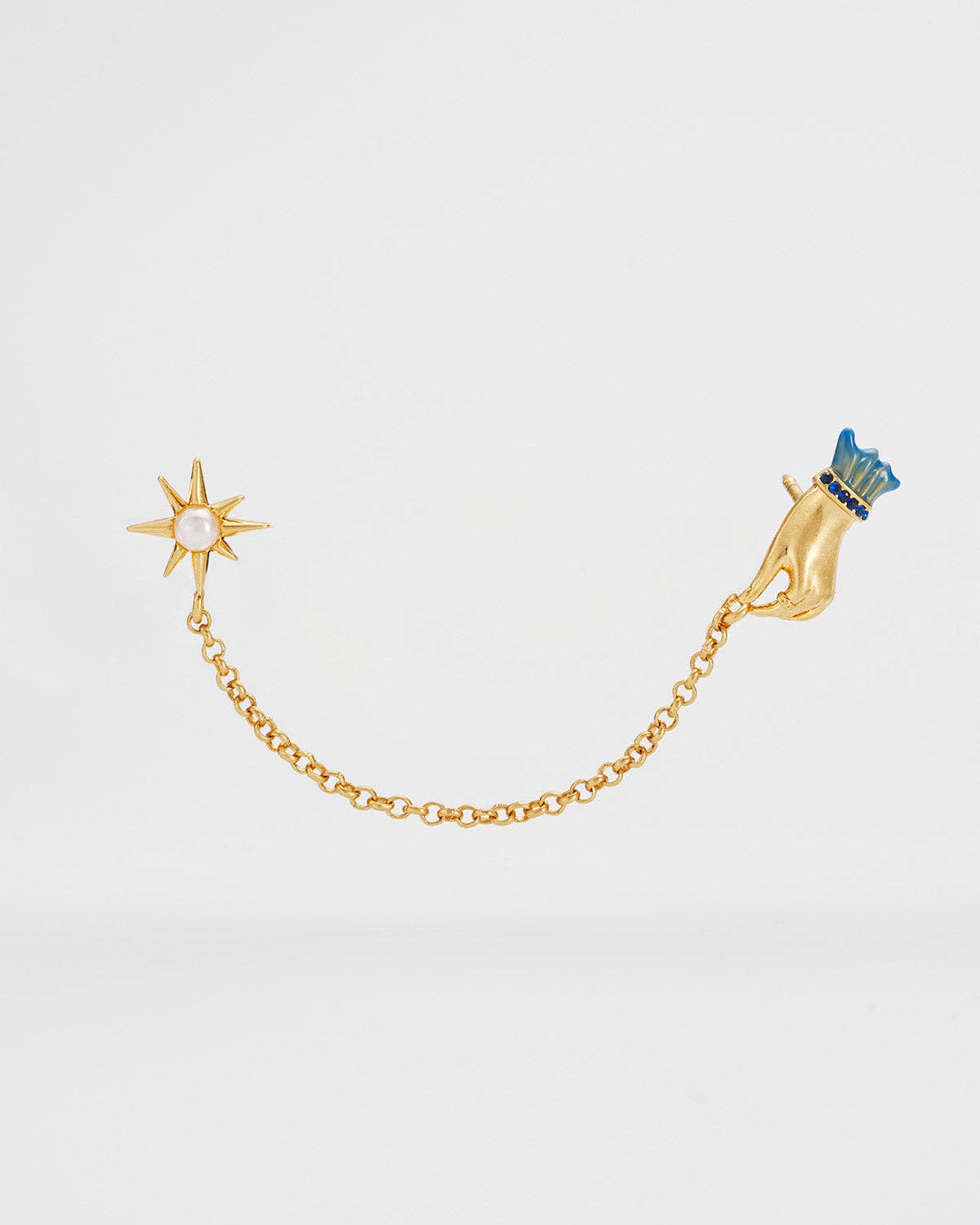 Palm Of Your Hand Pearl Chain Collar Pin