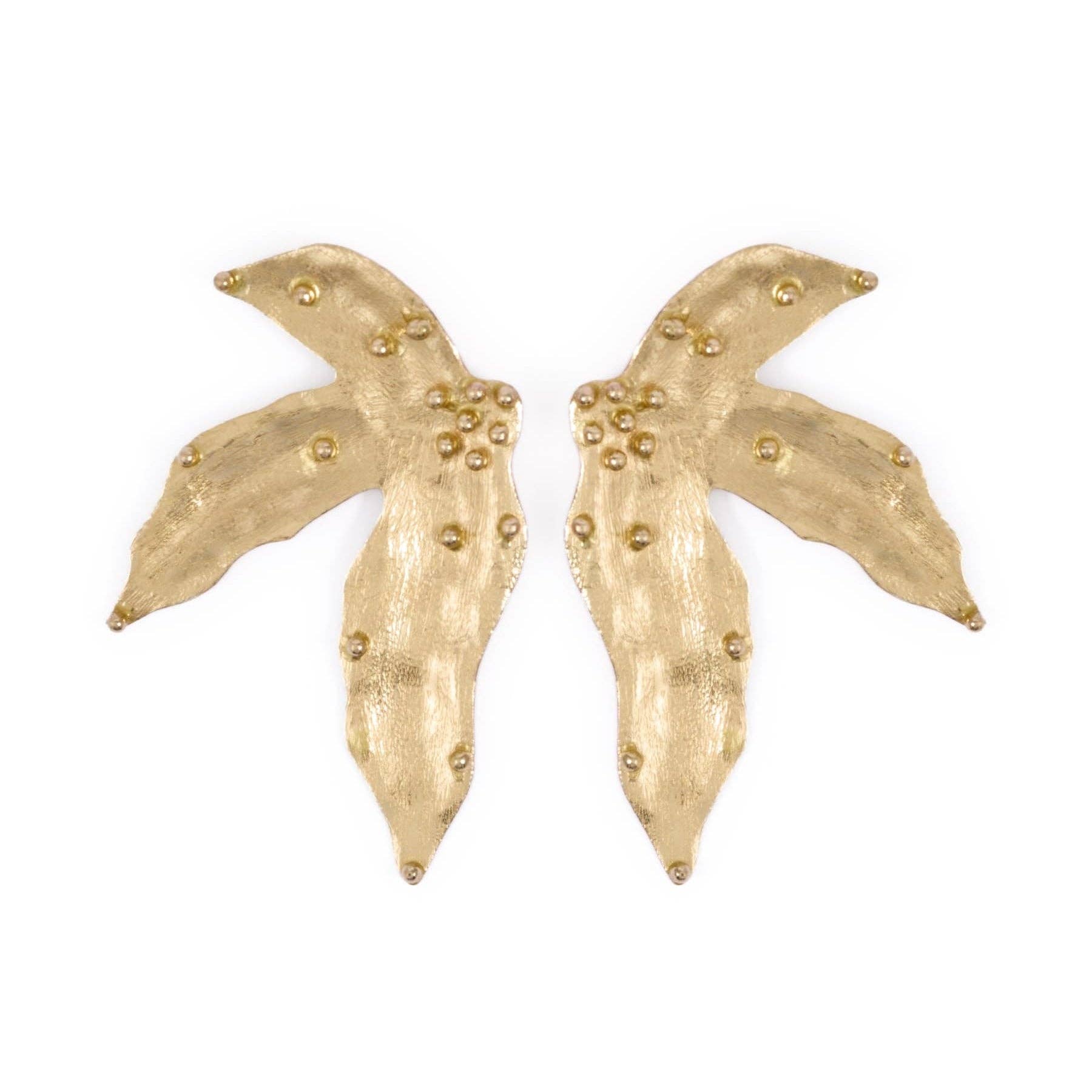 Emmie Three Petal Statement Post Earrings in Brass