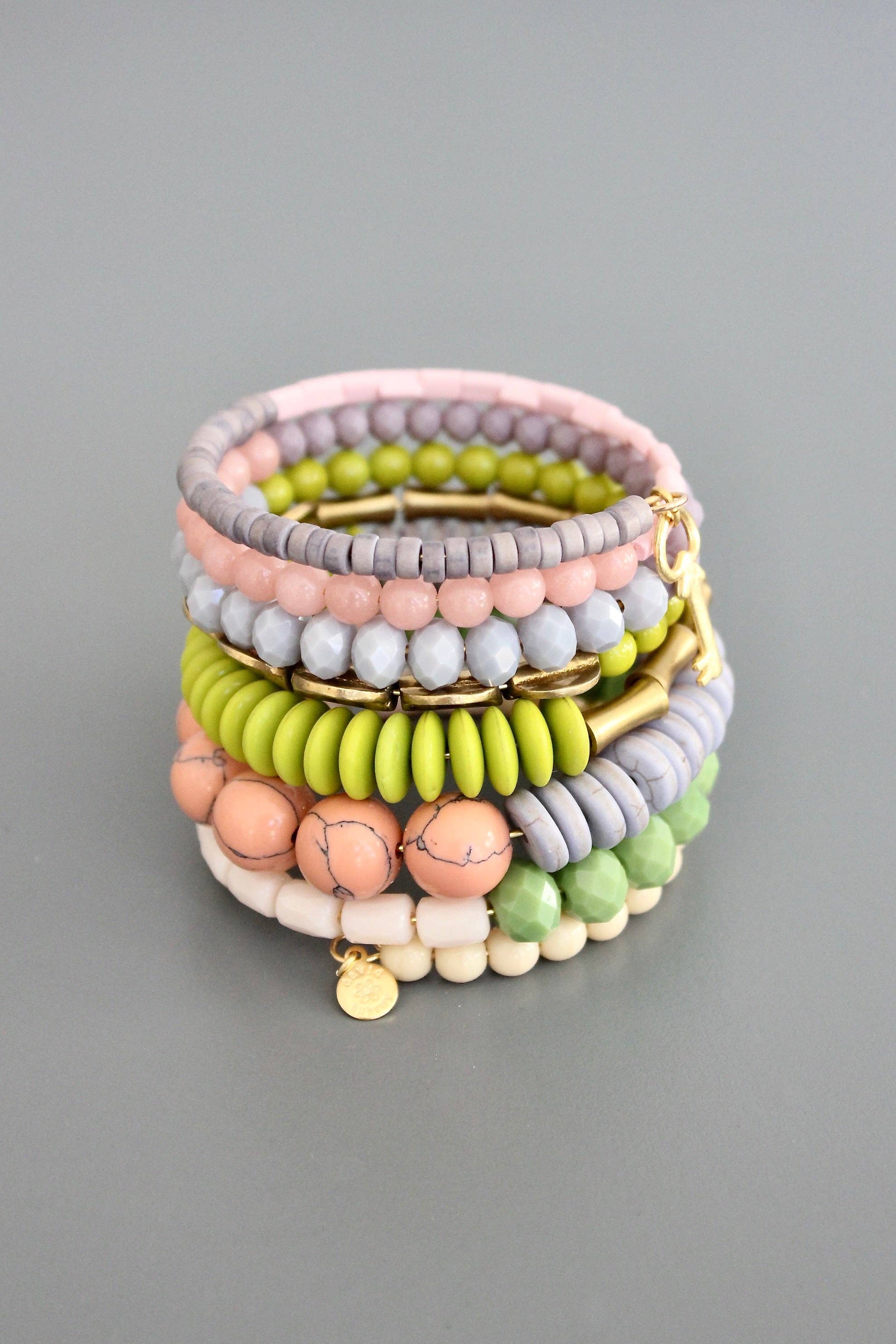 Wrap Bracelet in Coral and Chartreuse
