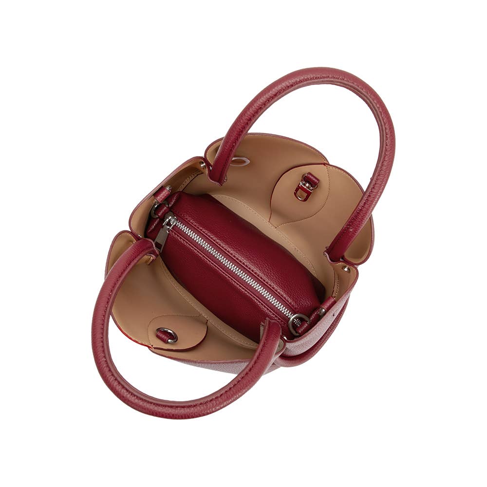 Tulip Burgundy Recycl Vegan Leather Top Handle