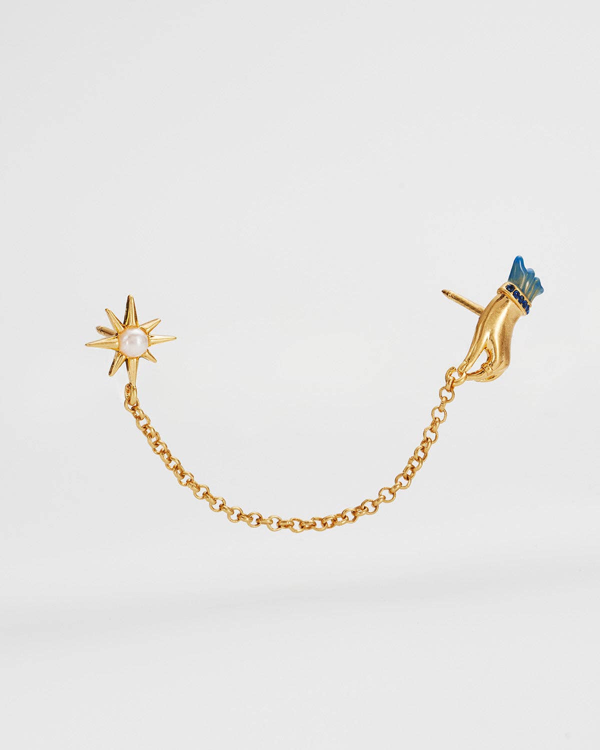 Palm Of Your Hand Pearl Chain Collar Pin