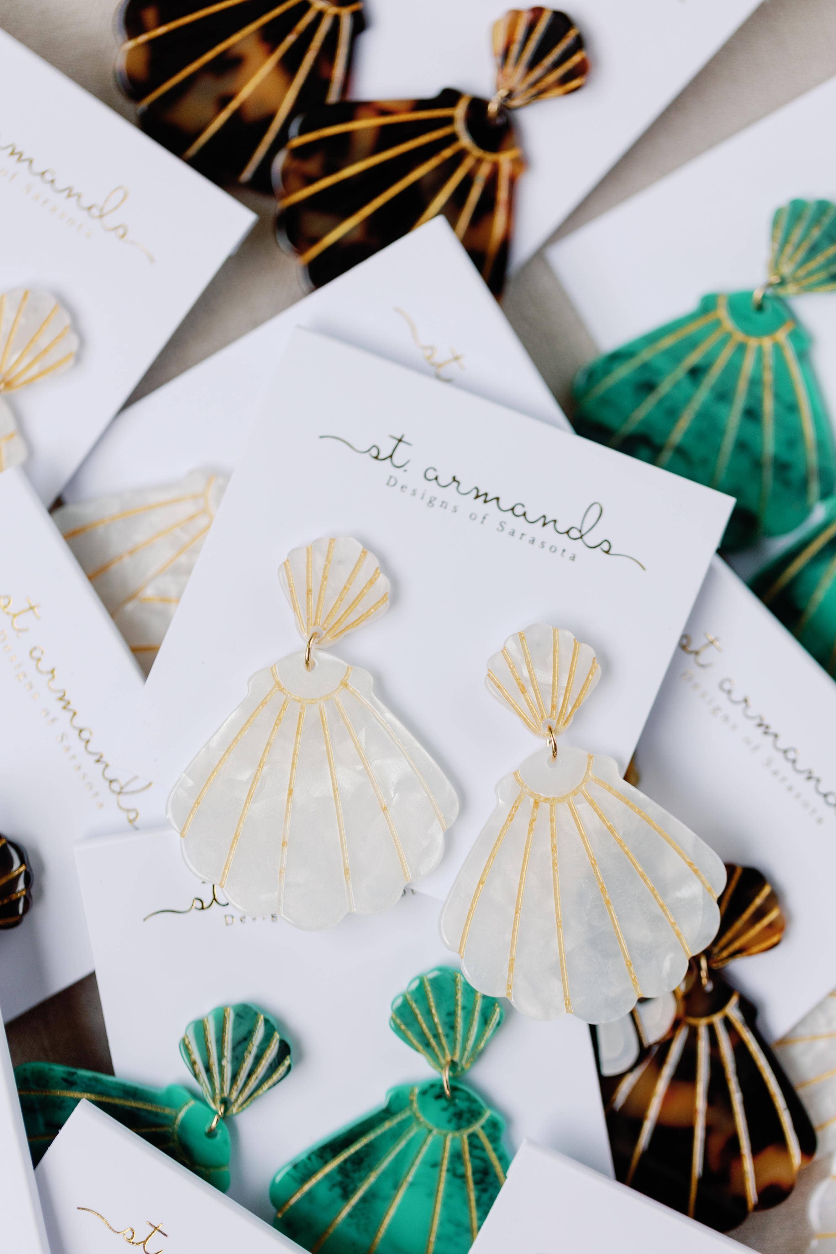 Tortoise Statement Shell Earrings in White