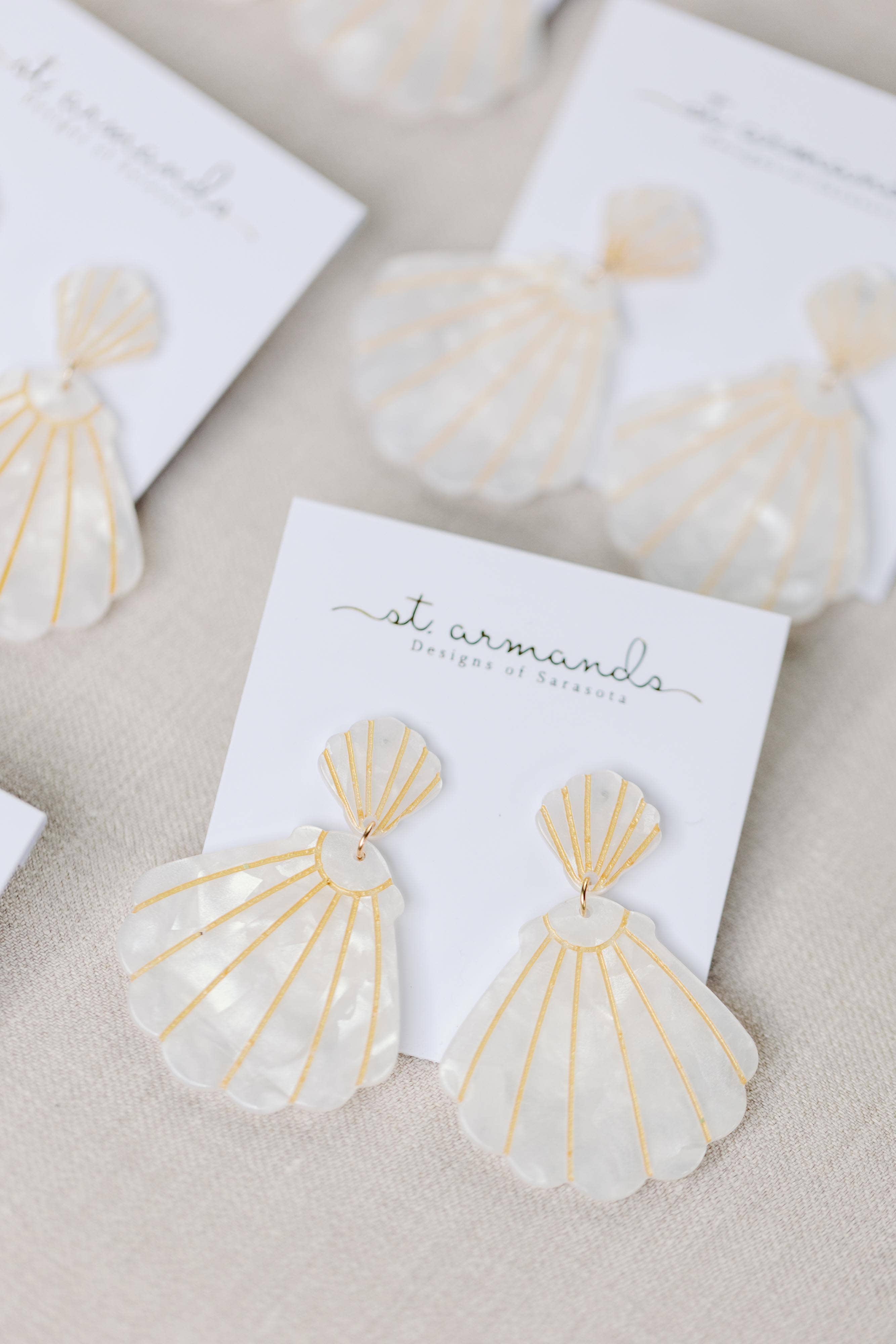 Tortoise Statement Shell Earrings in White