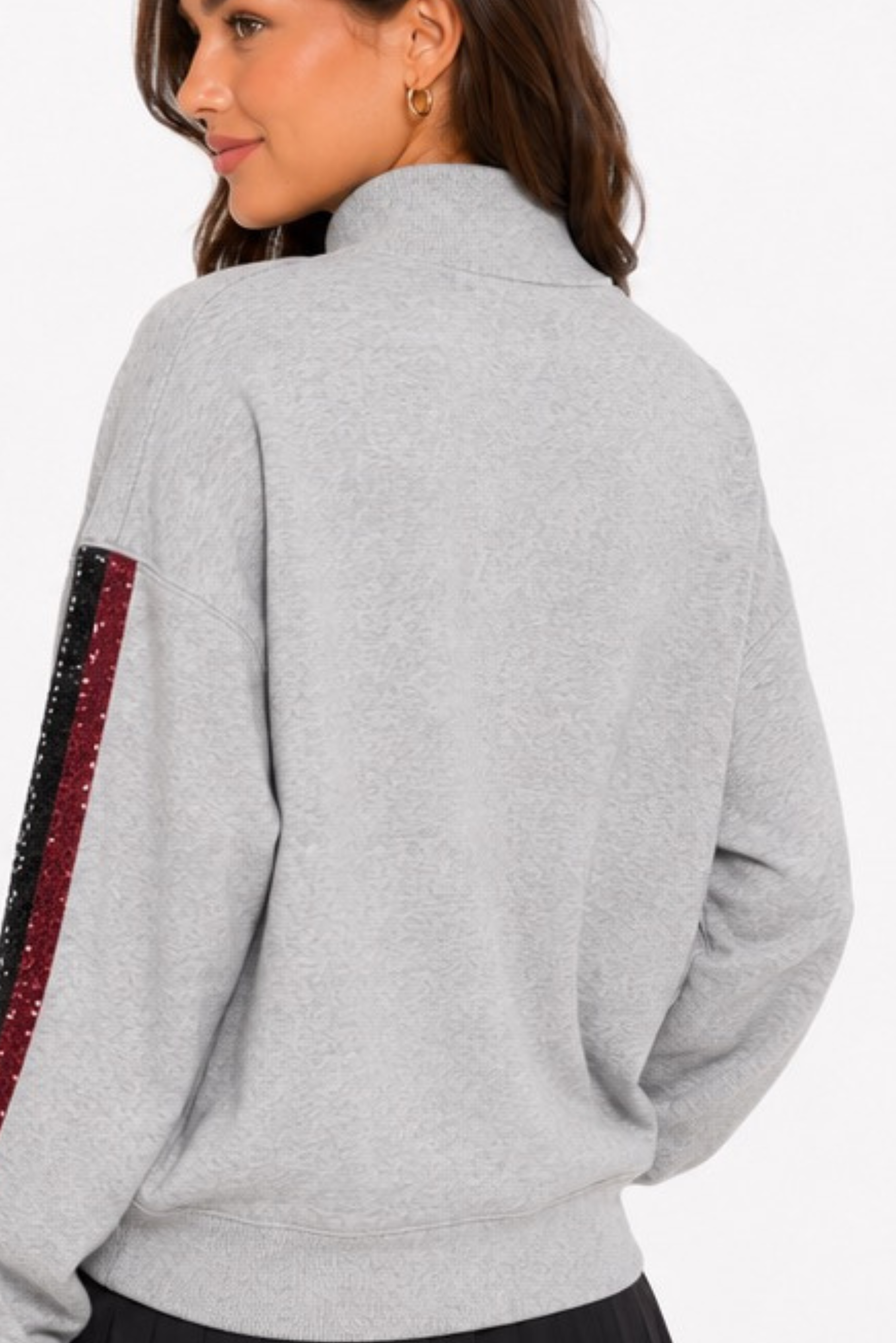 South Carolina Mock Neck Sequin Stripe Sweatshirt