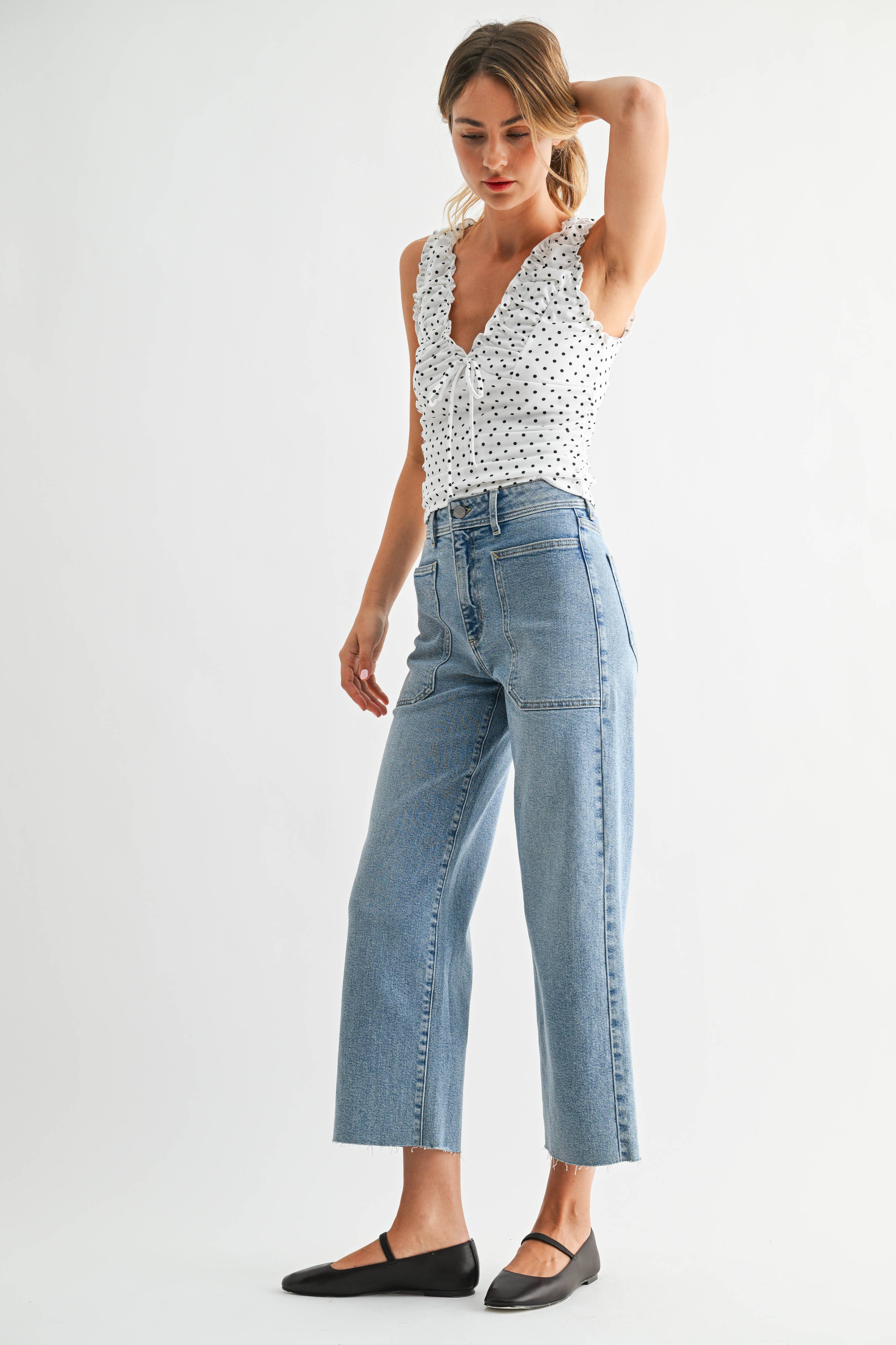 High Rise Utility Wide Leg - LIGHT DENIM