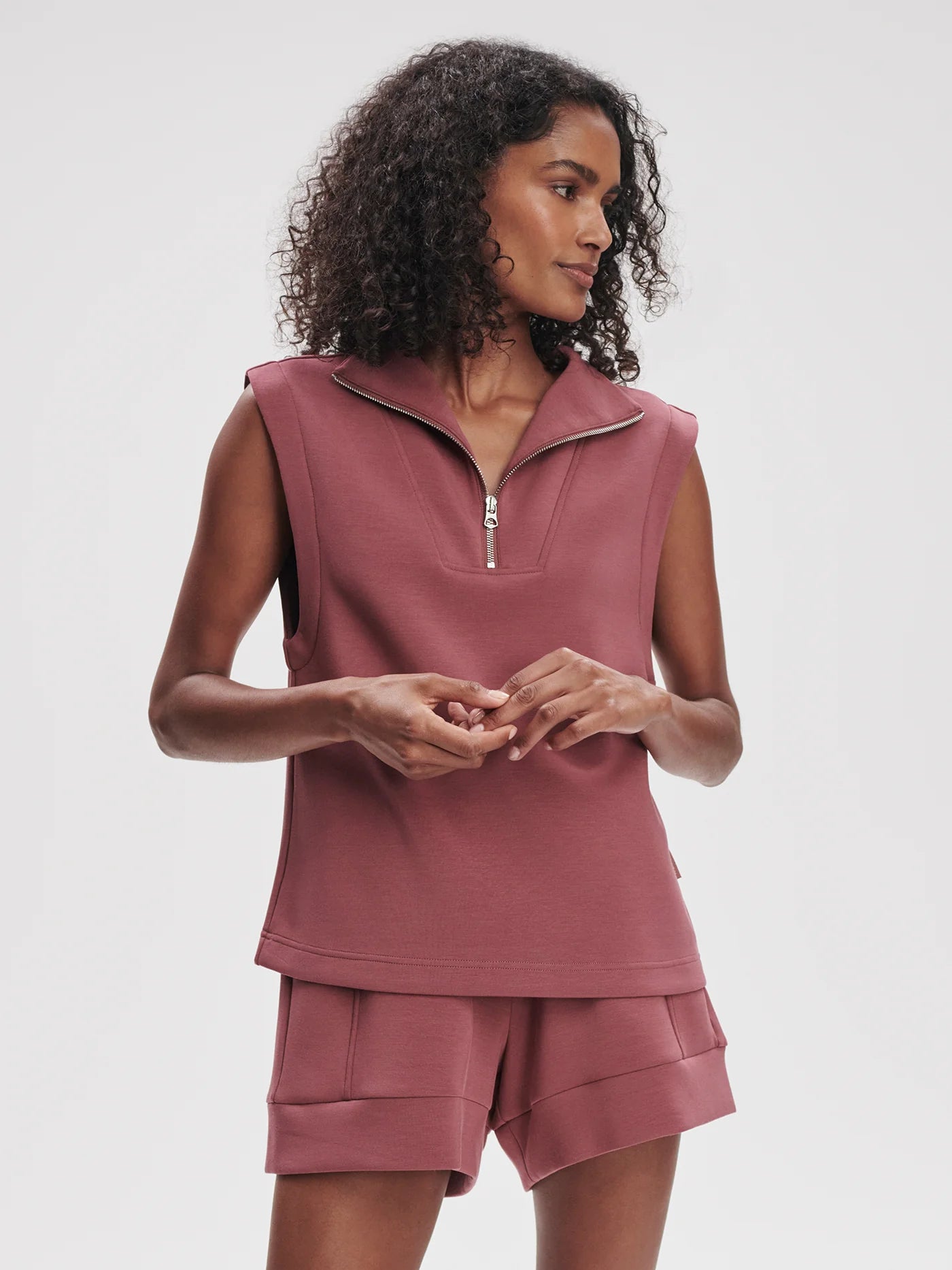 Magnolia 2.0 Half-Zip Tank in Wild Rhubarb