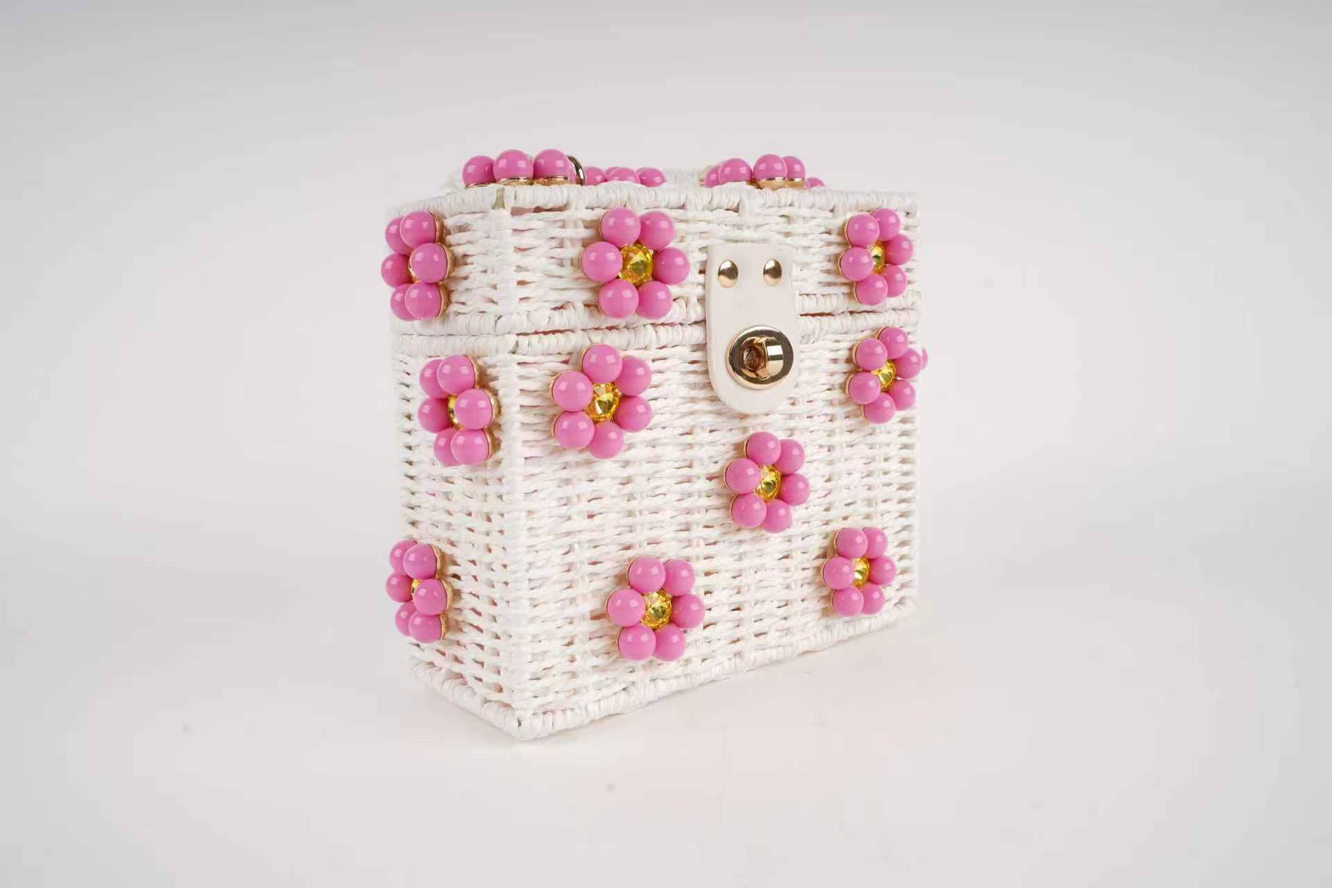 Wicker Bucket Daisy Flower Purse