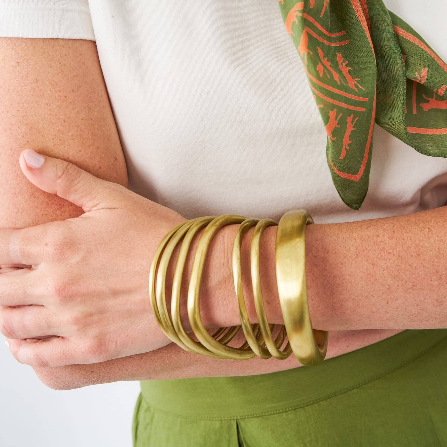 Campbell Bangle Set in Matte Brass
