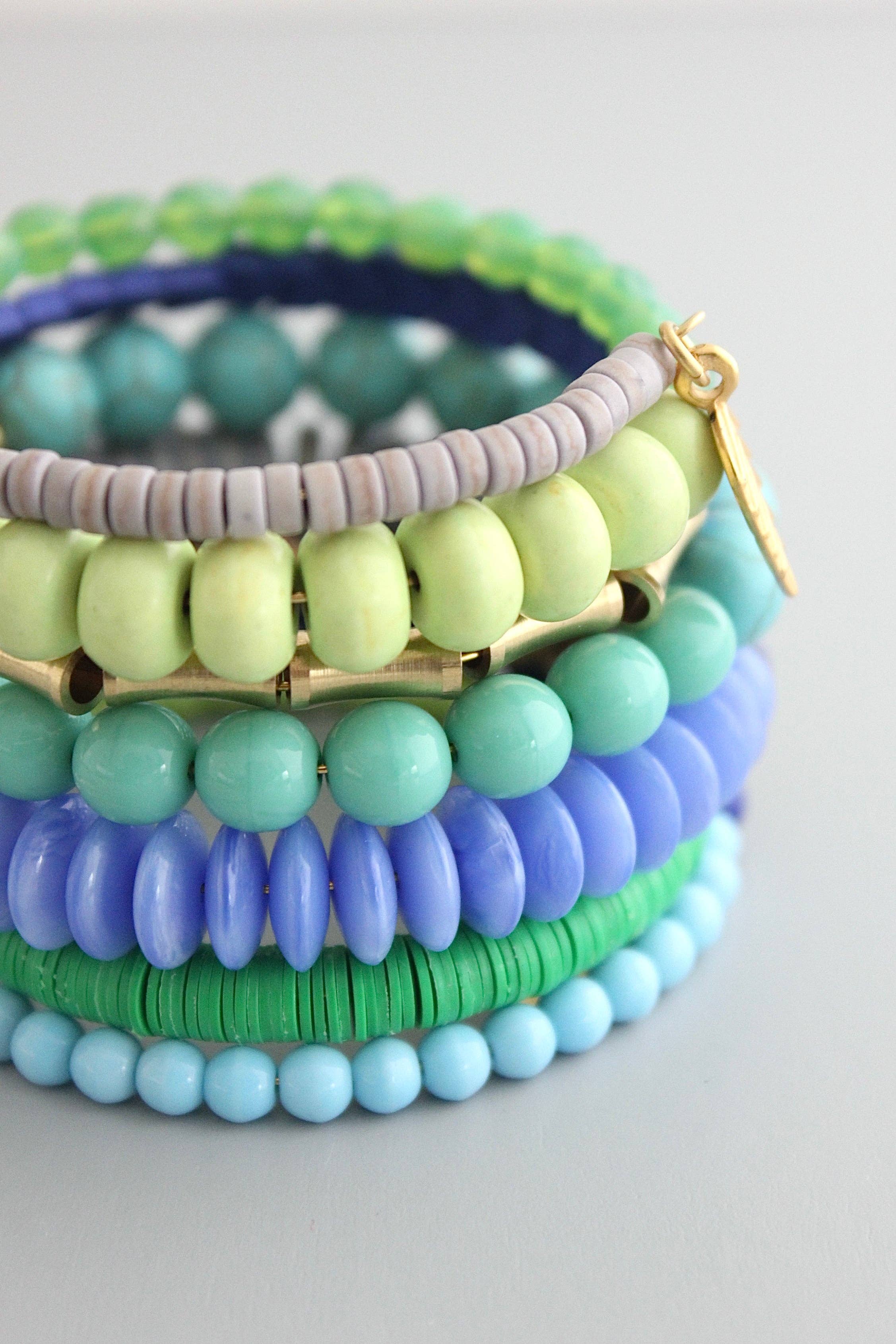Wrap Bracelet in Blue, Green & Grey