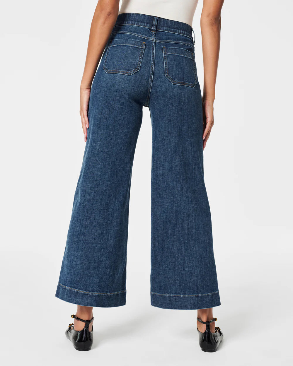 Cropped Wide Leg Jean in Shaded Blue