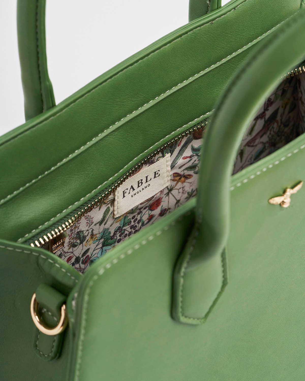 Garden Floral Green Structured Tote