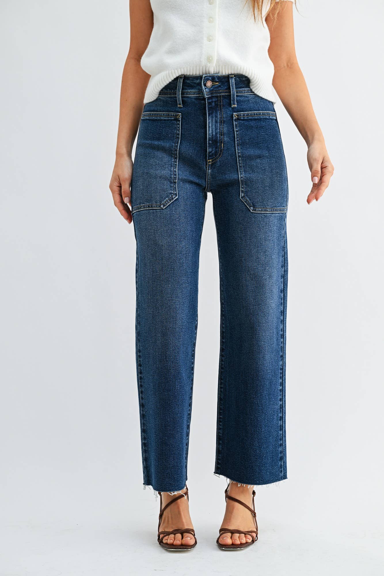 High Rise Utility Wide Leg - DARK DENIM