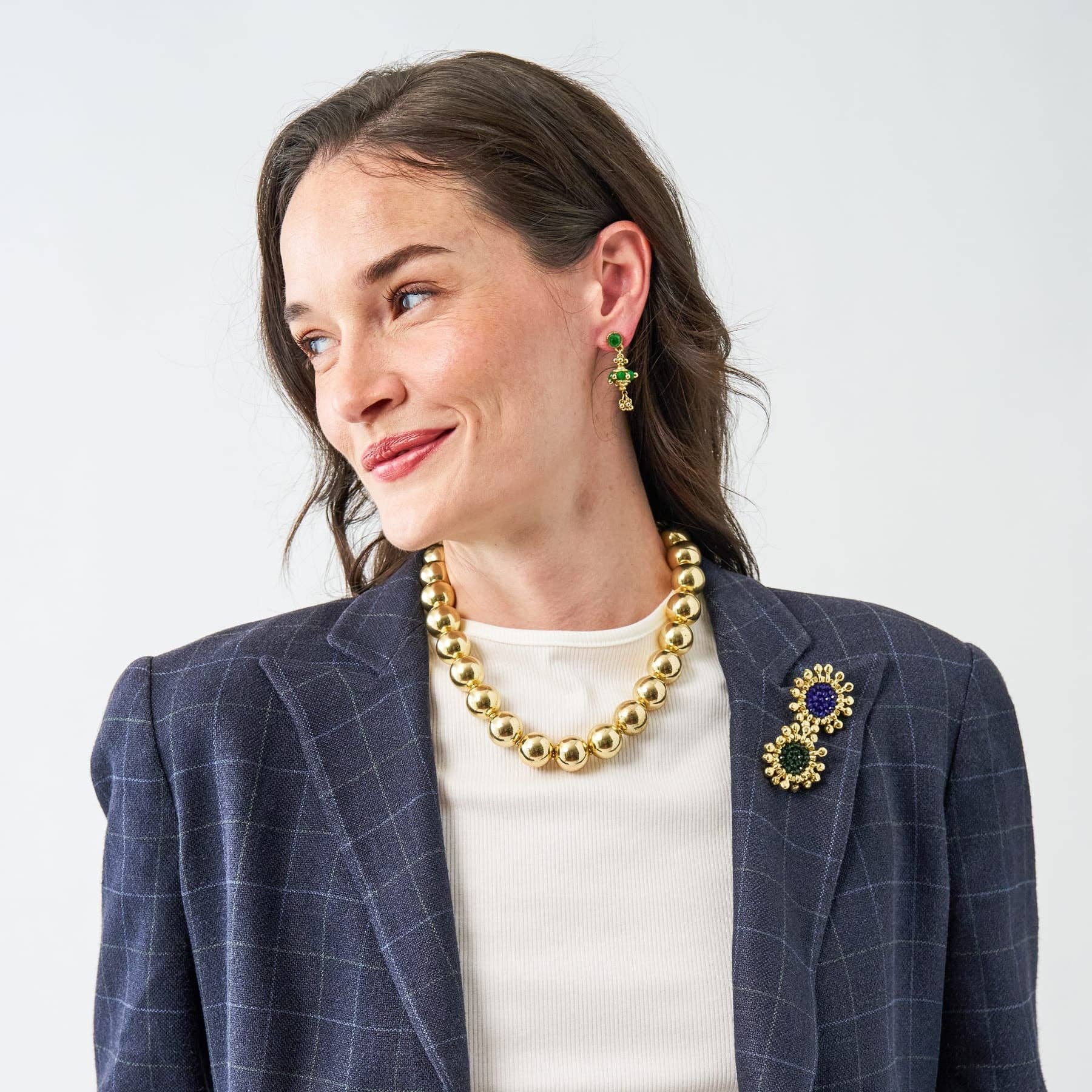 Iris Large Brass Bead Necklace