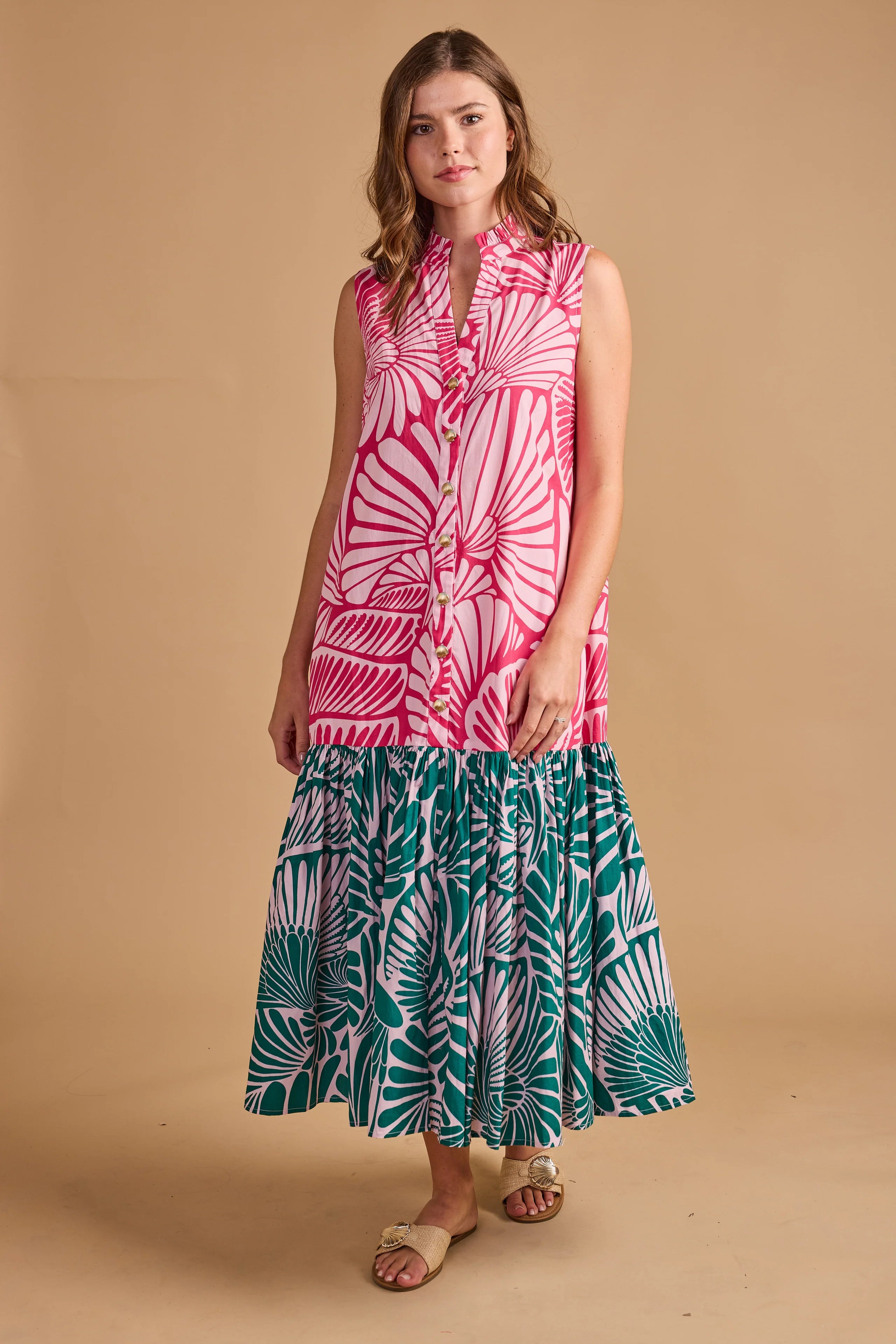 Hillary Dress in Flamingo Shell