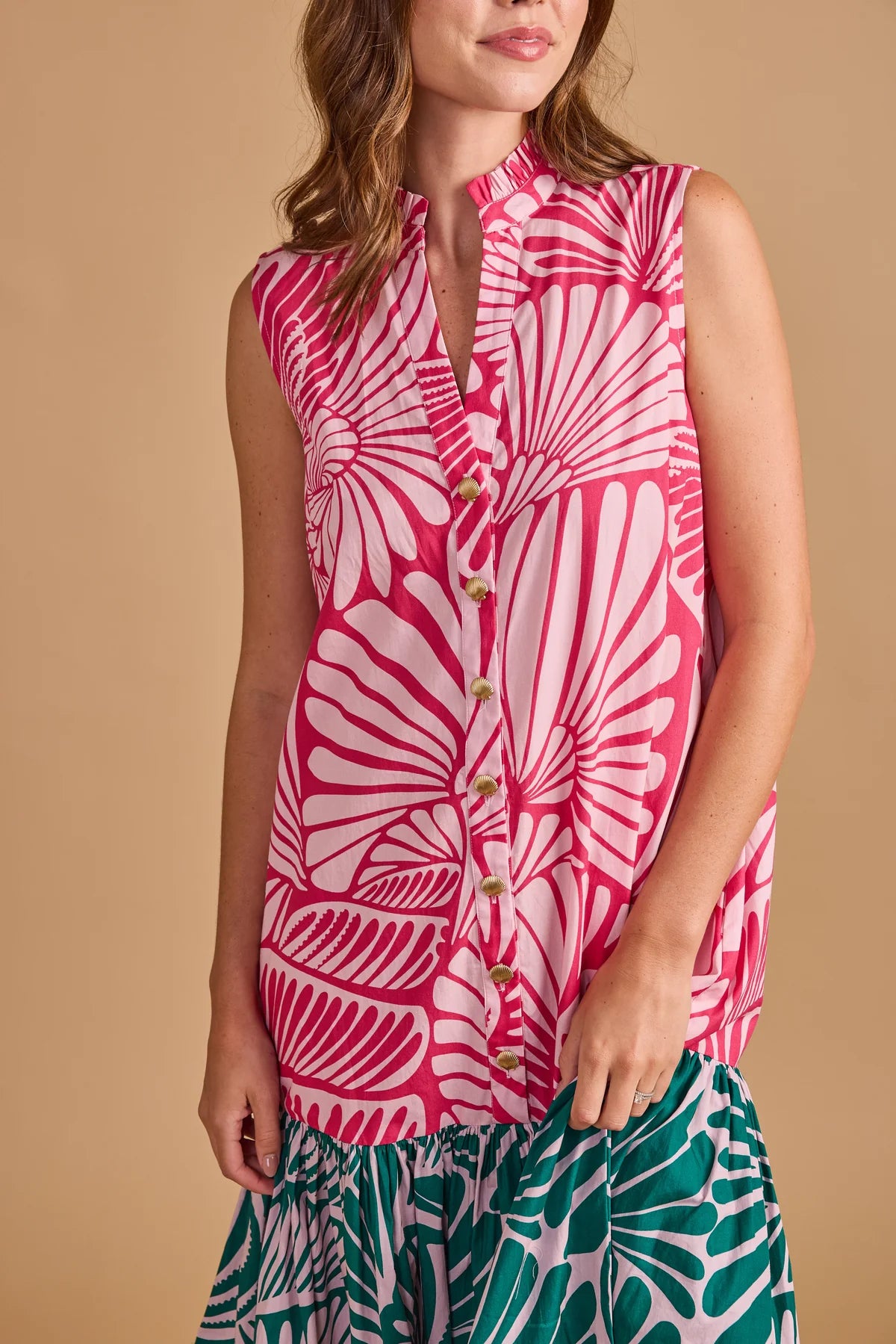 Hillary Dress in Flamingo Shell