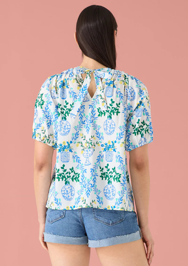 Ava Top in Chinoiserie Garden