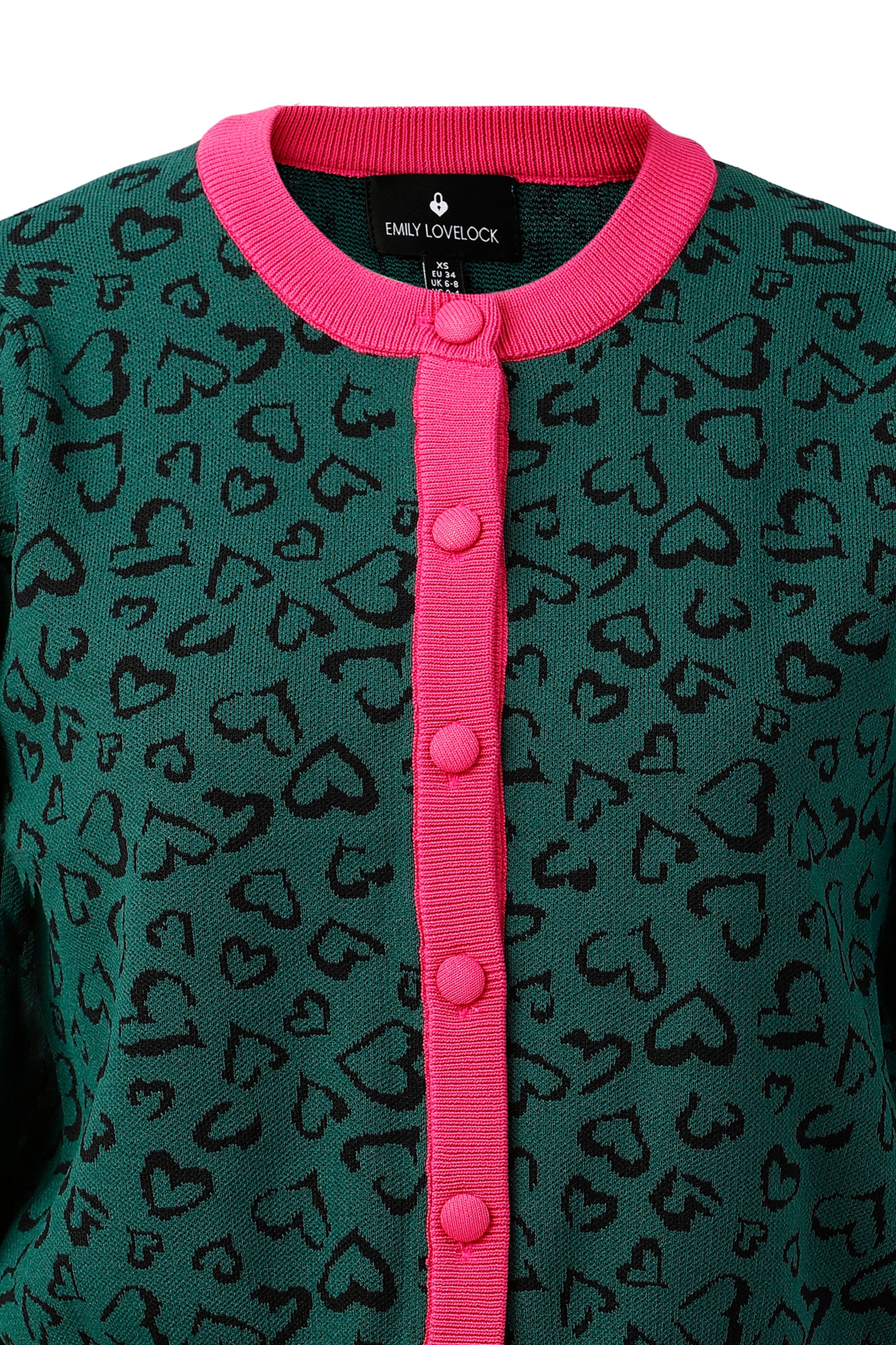 Sherry Jacquard Cardigan in Dark Moss