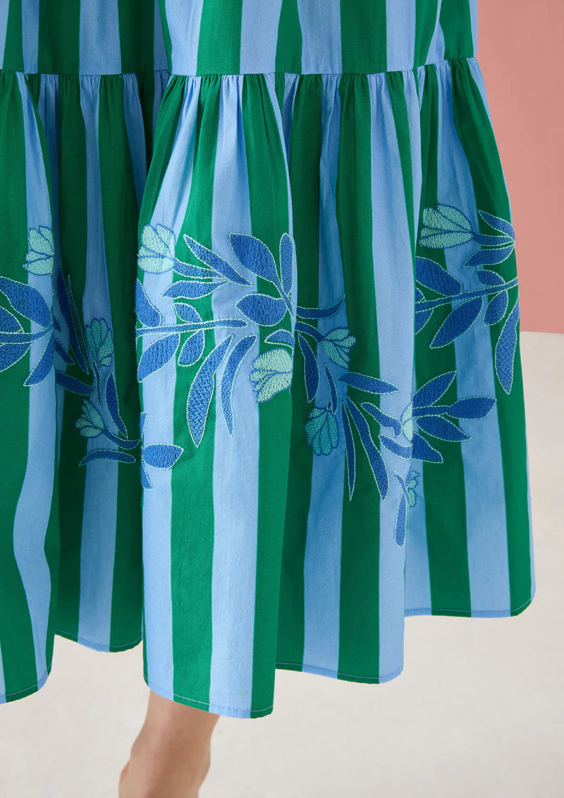 Gianna Dress in Parasol Stripe Embroidery
