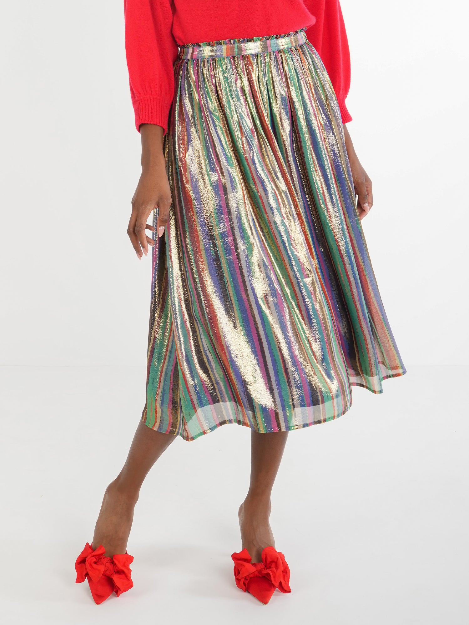 Pleated Midi Skirt in Tinsel