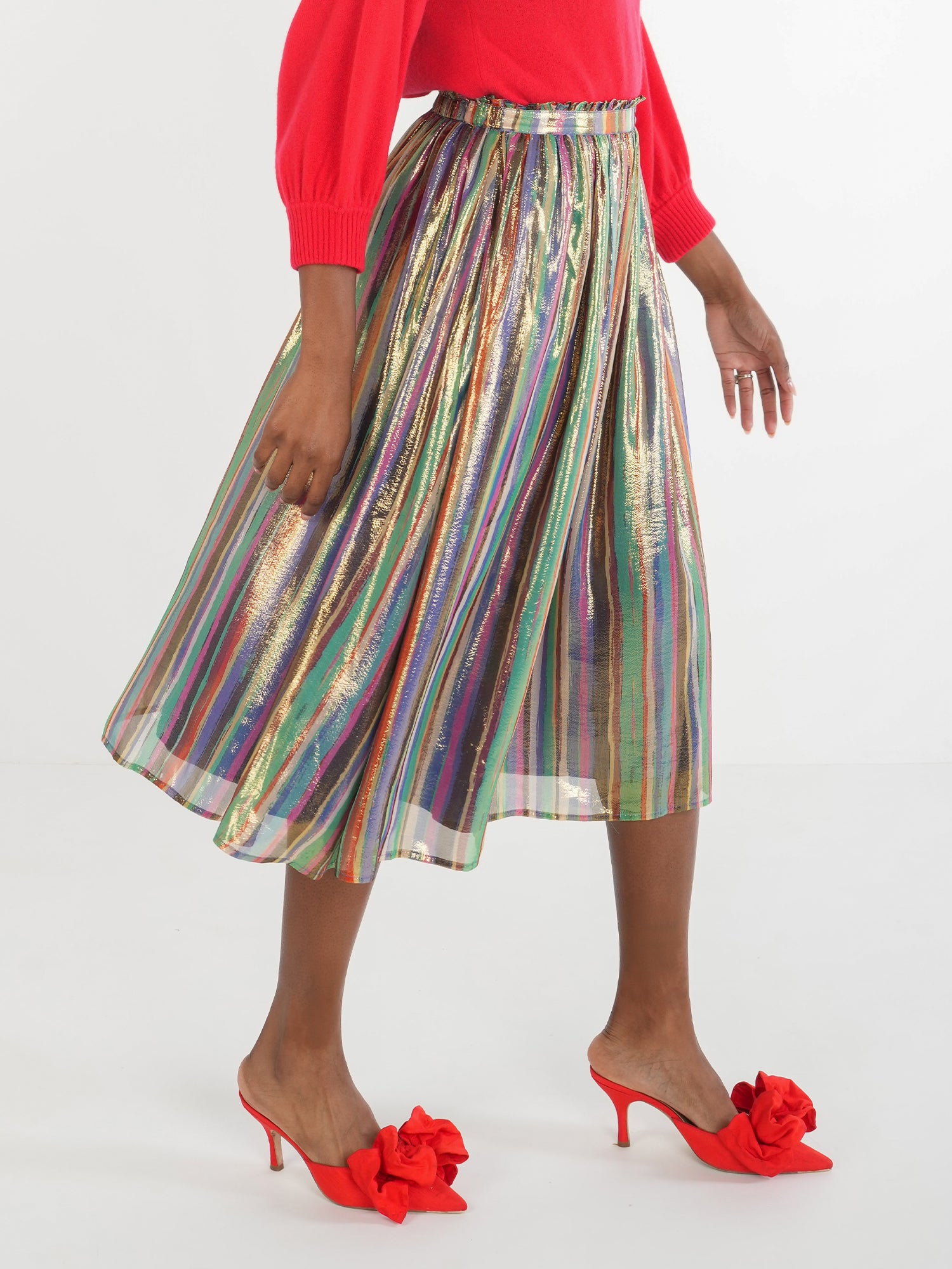 Pleated Midi Skirt in Tinsel