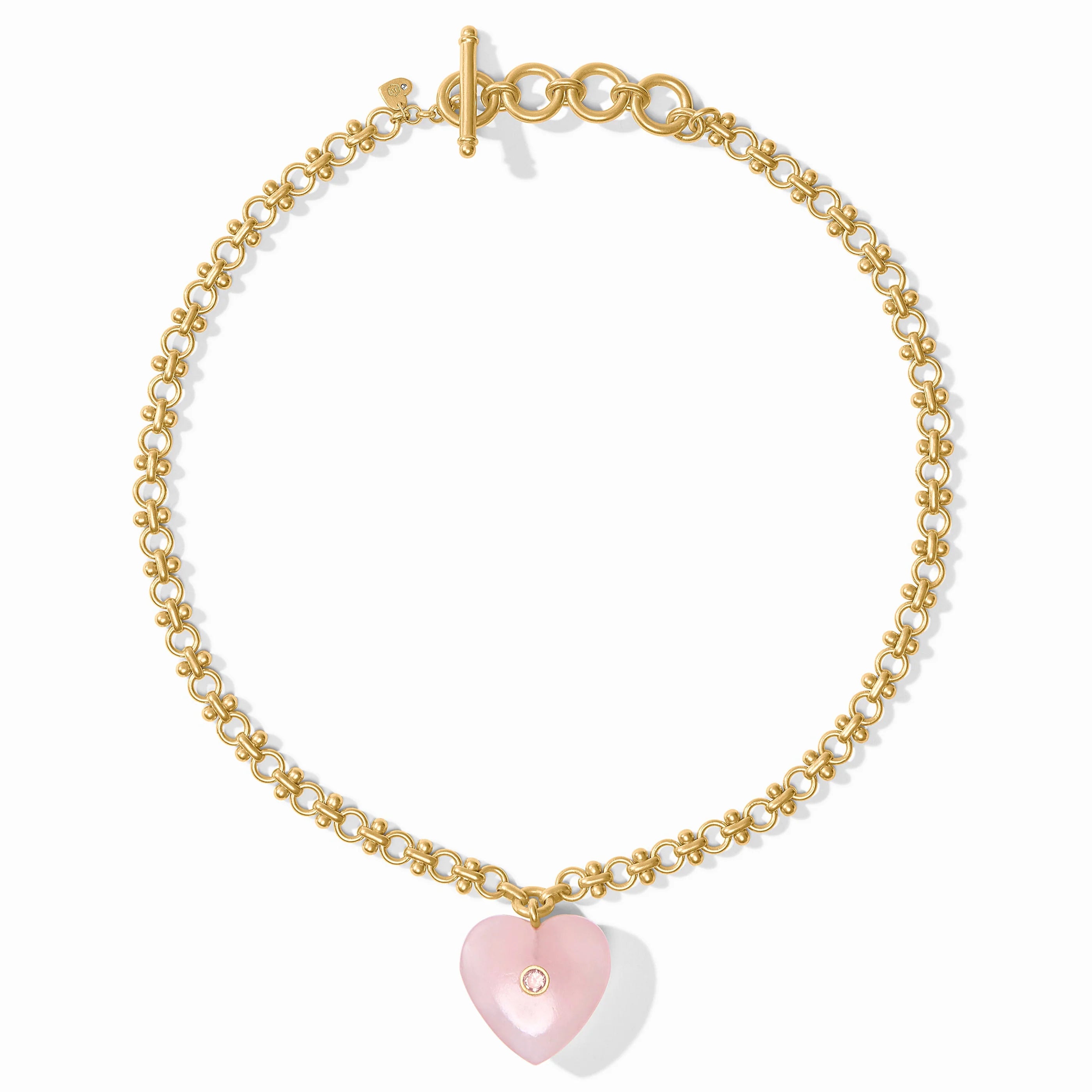 Heart Necklace in Pink Quartz