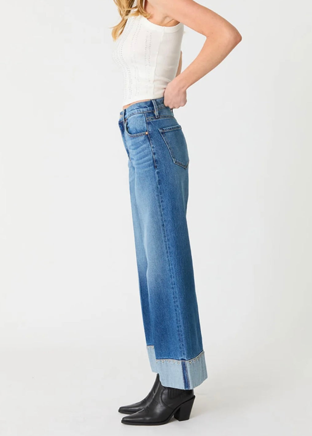 Parker Jeans with Studs in Blue Moment