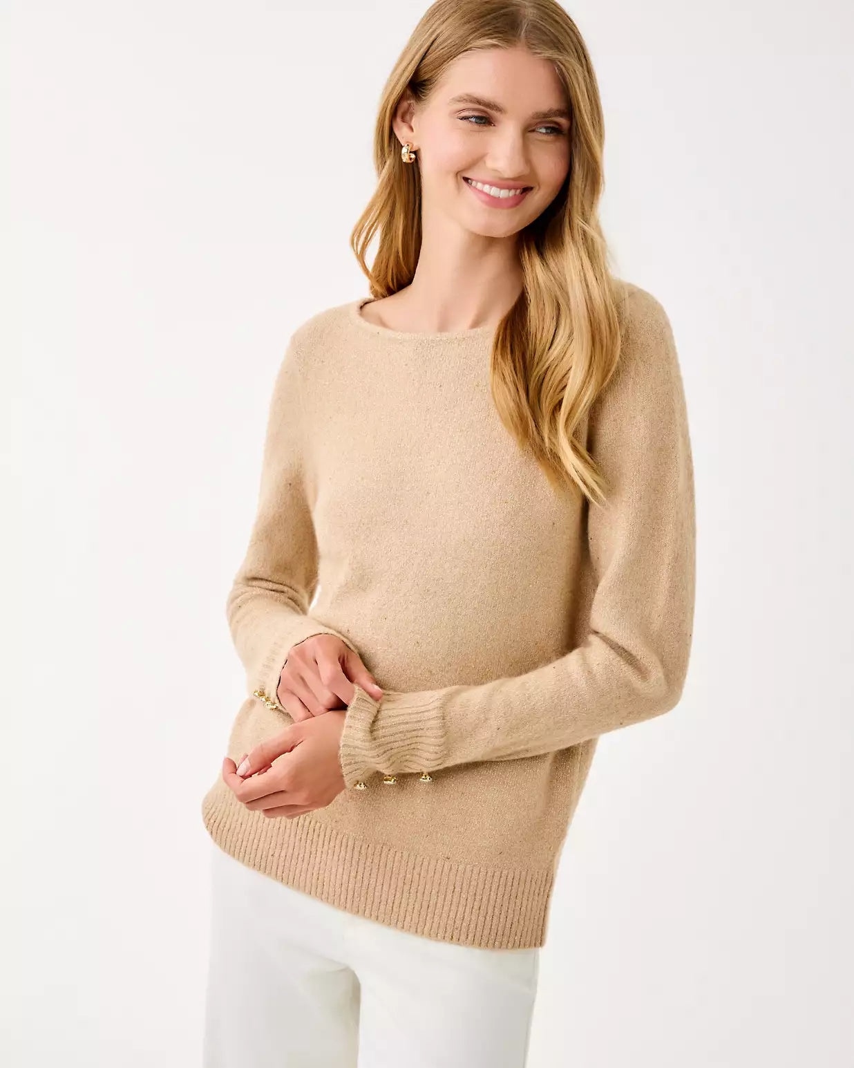 Lola Sequin Sweater In Gold Metallic